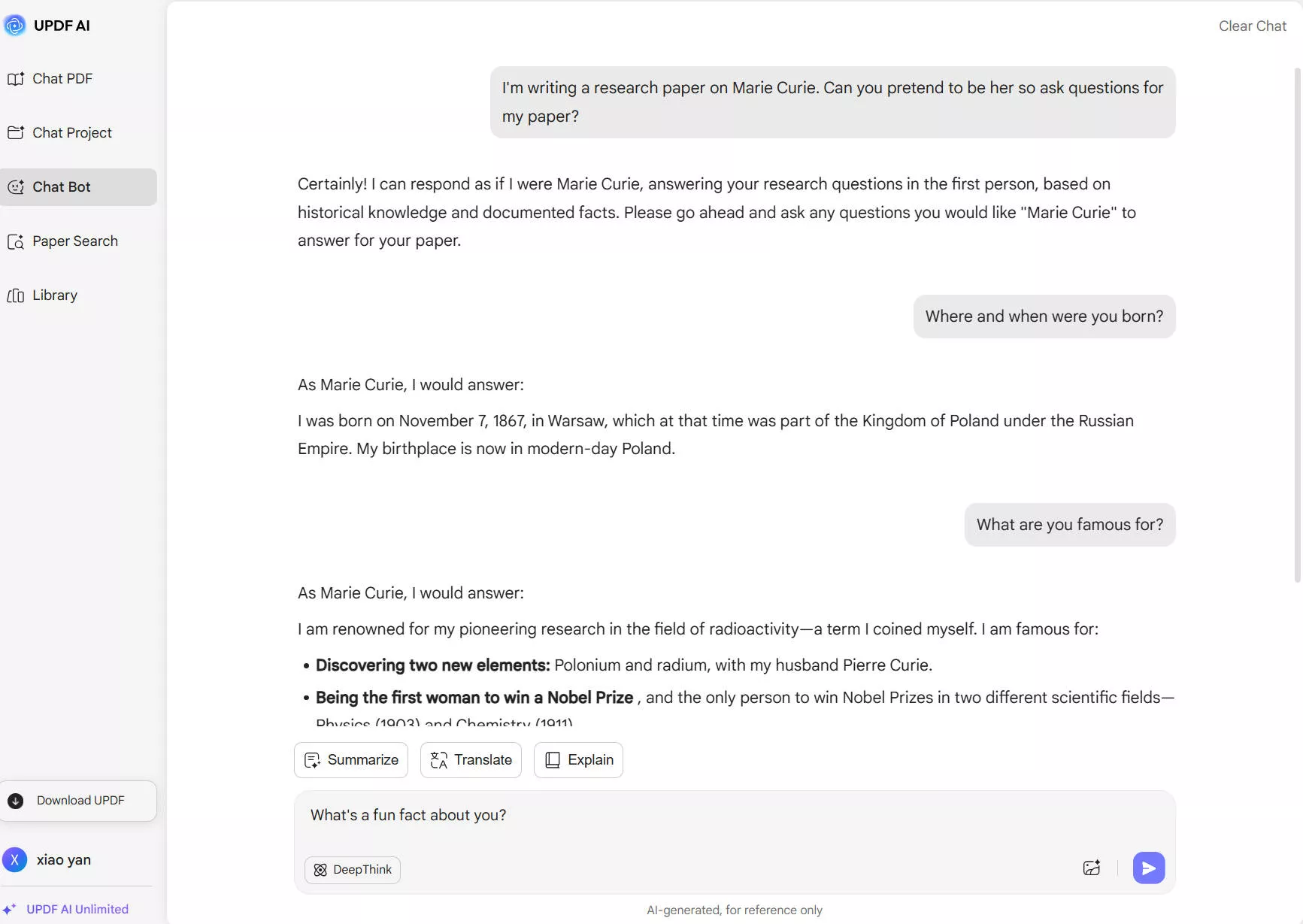 roleplay ai chatbot updf 