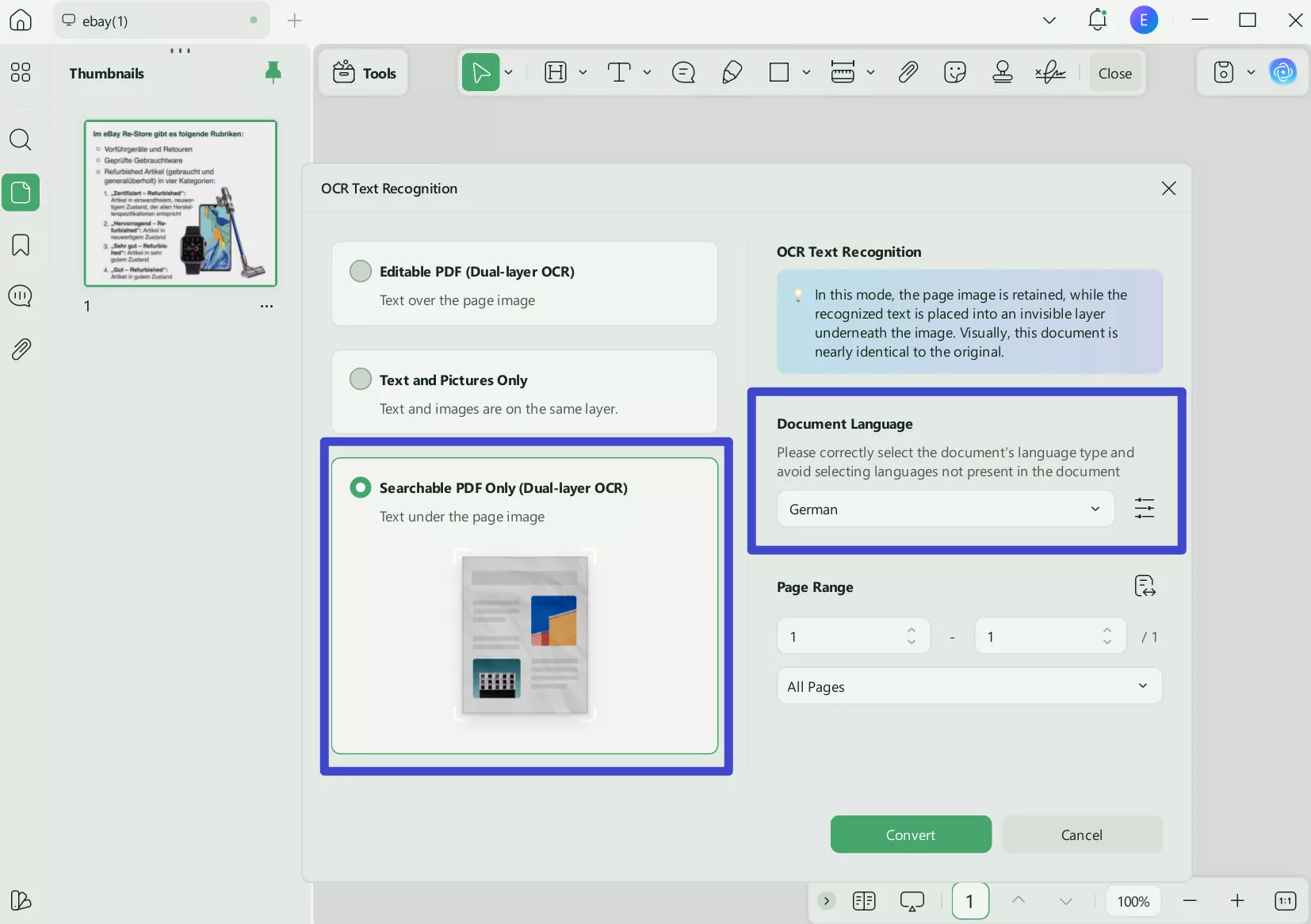 german to english image translation updf ocr