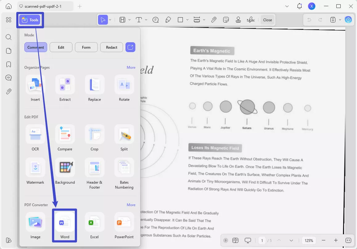 character count pdf export to word