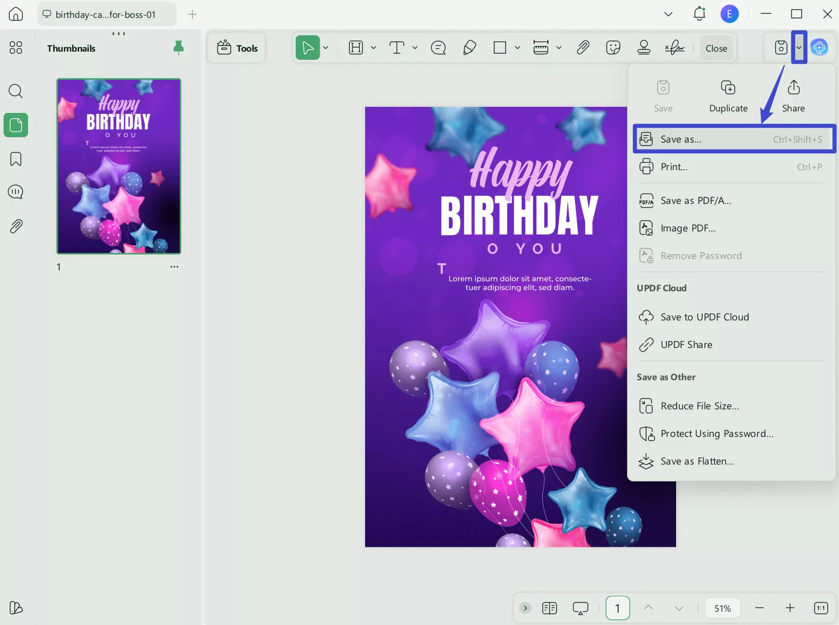 the document could not be saved bad parameter updf
