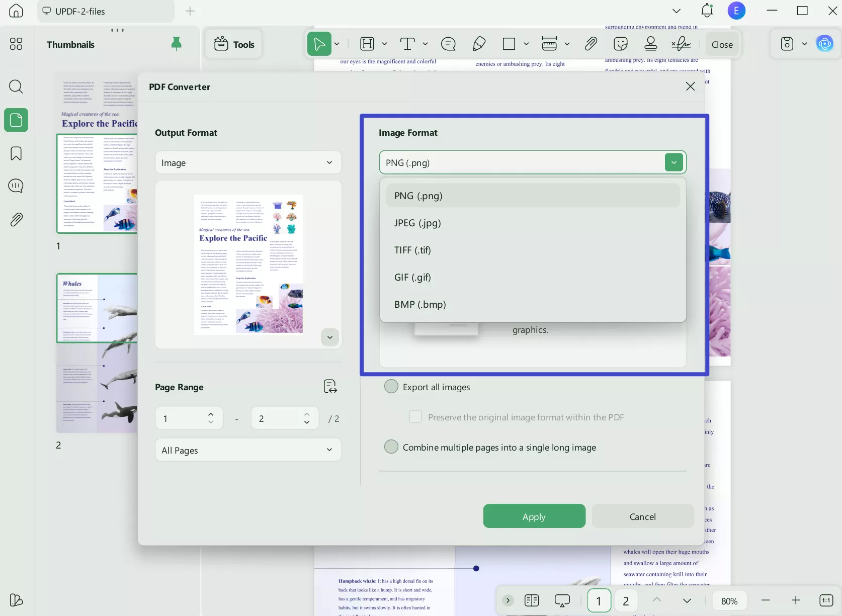 pdf vs png export to png