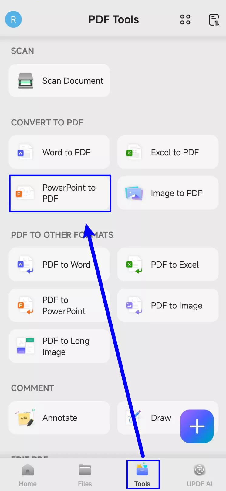 PPT to PDF with UPDF on Android