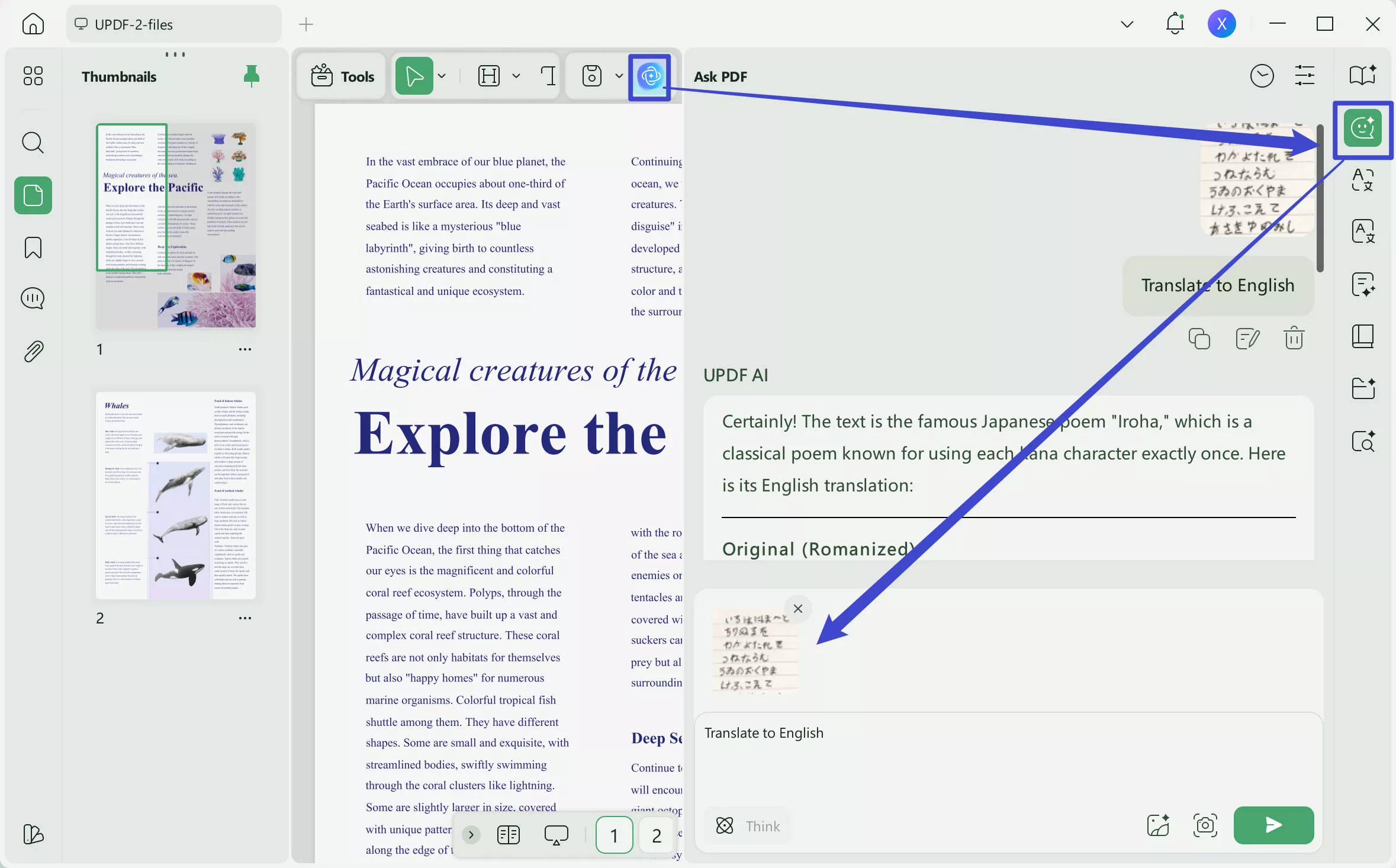 translate Thai picture to English using UPDF AI