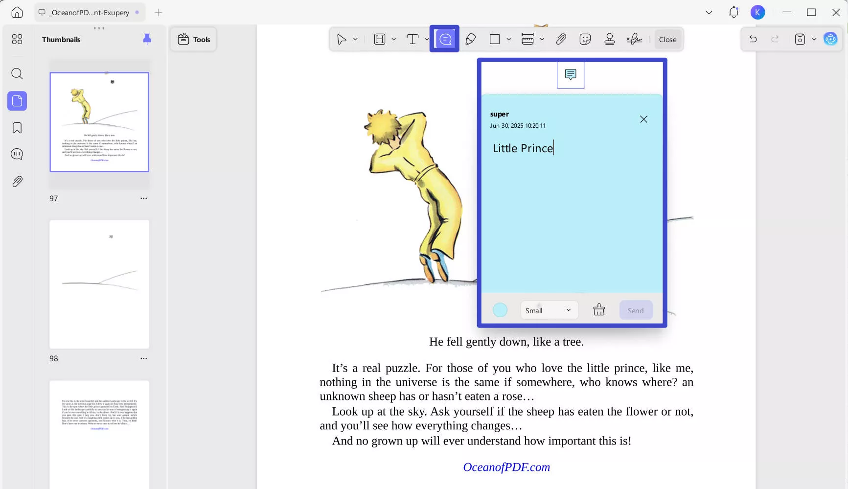 add sticky notes in updf