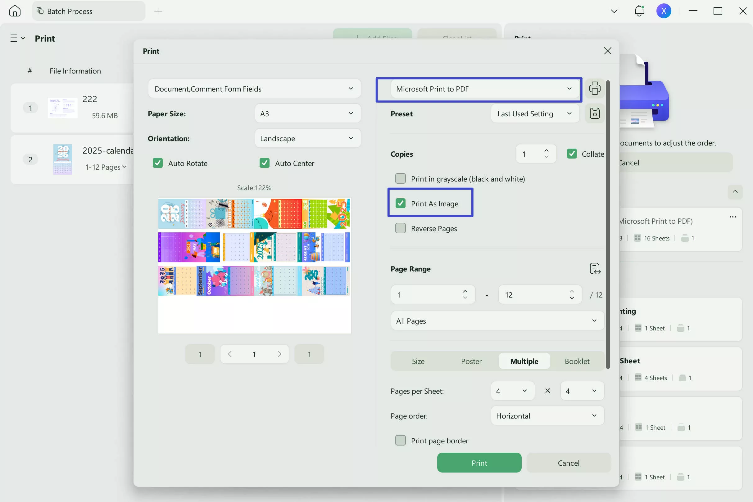 Print as image in bacth with UPDF on Windows/ 
