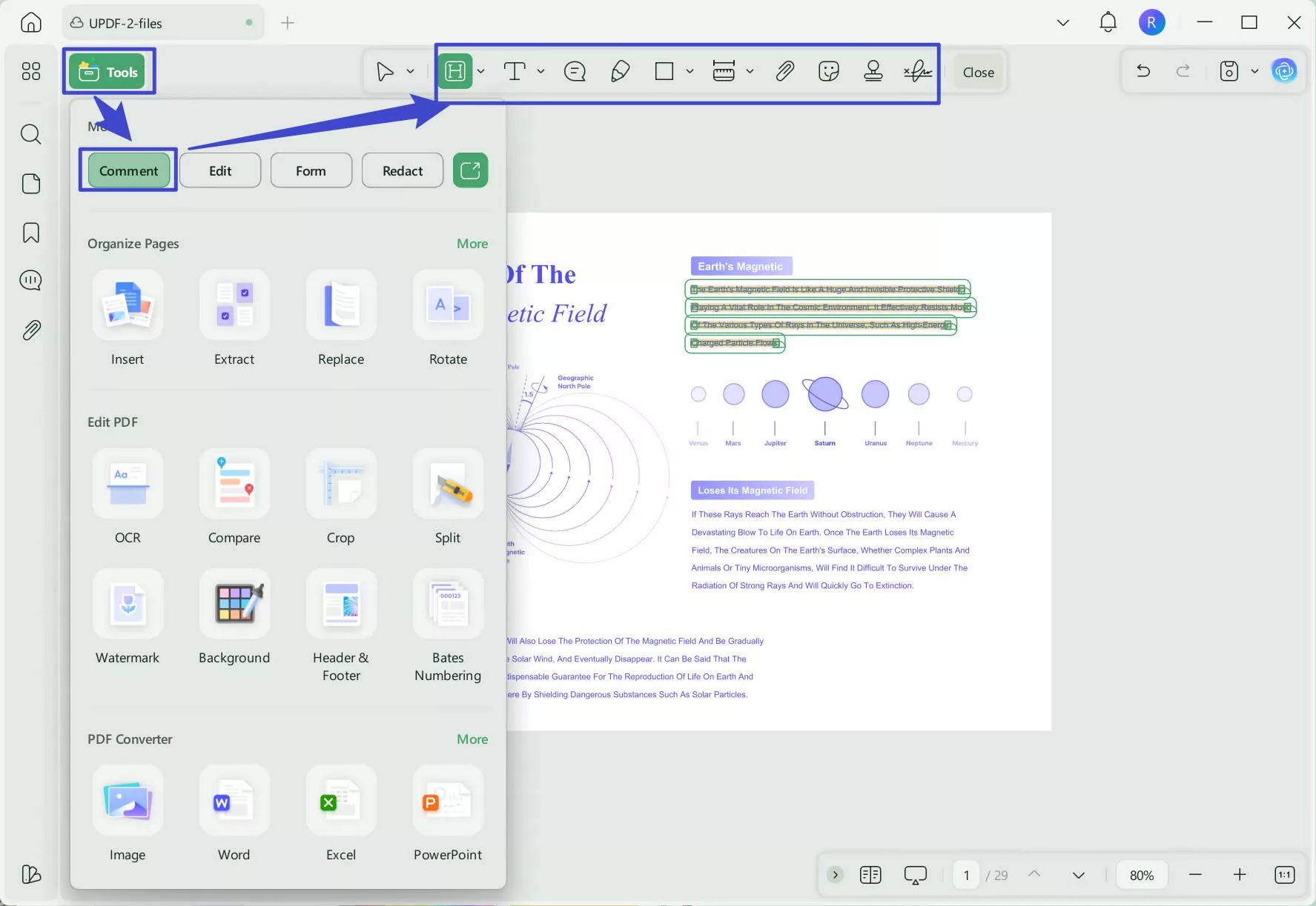 comment list updf windows