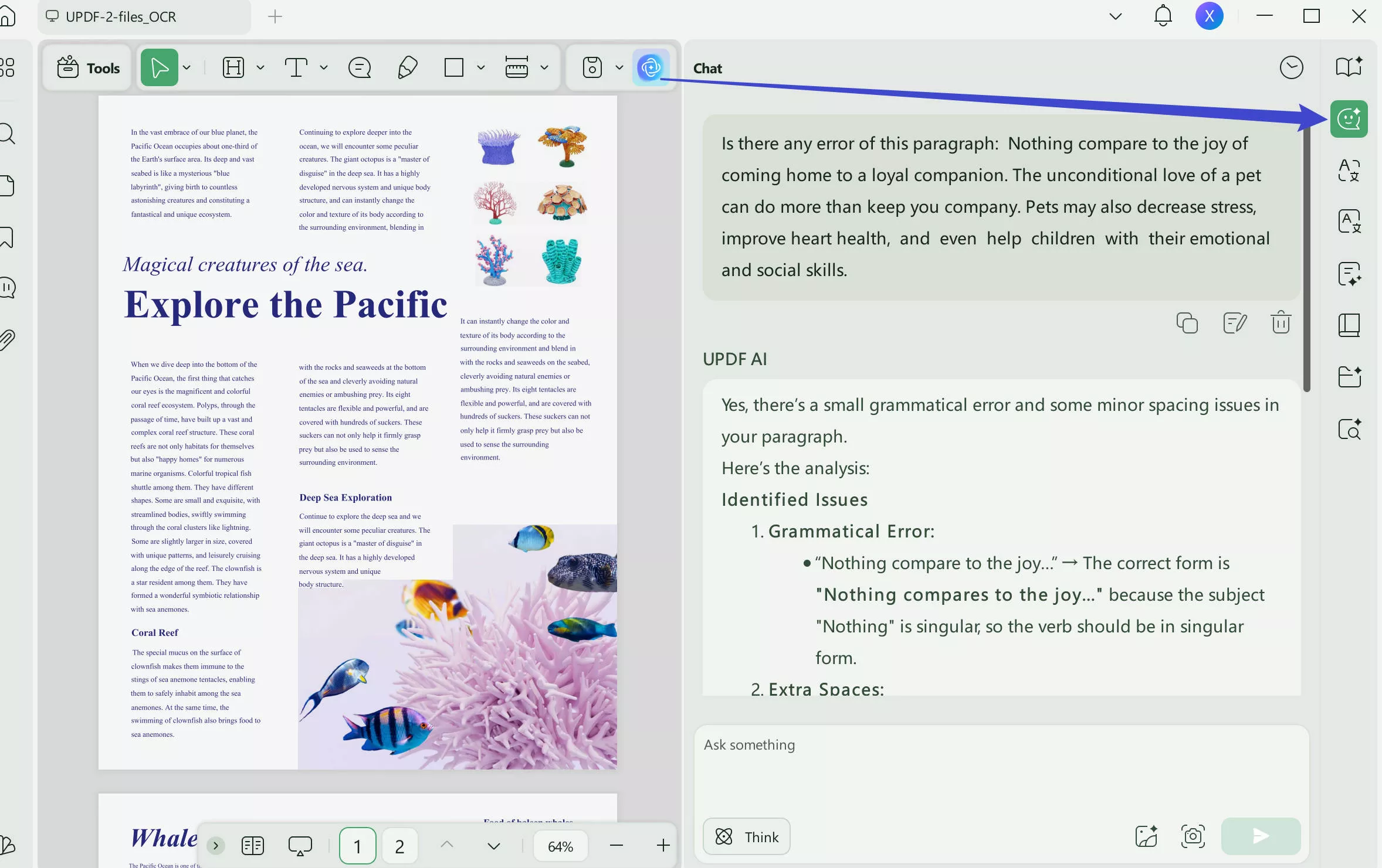 how can i correct a pdf document ask ai for correction suggestions