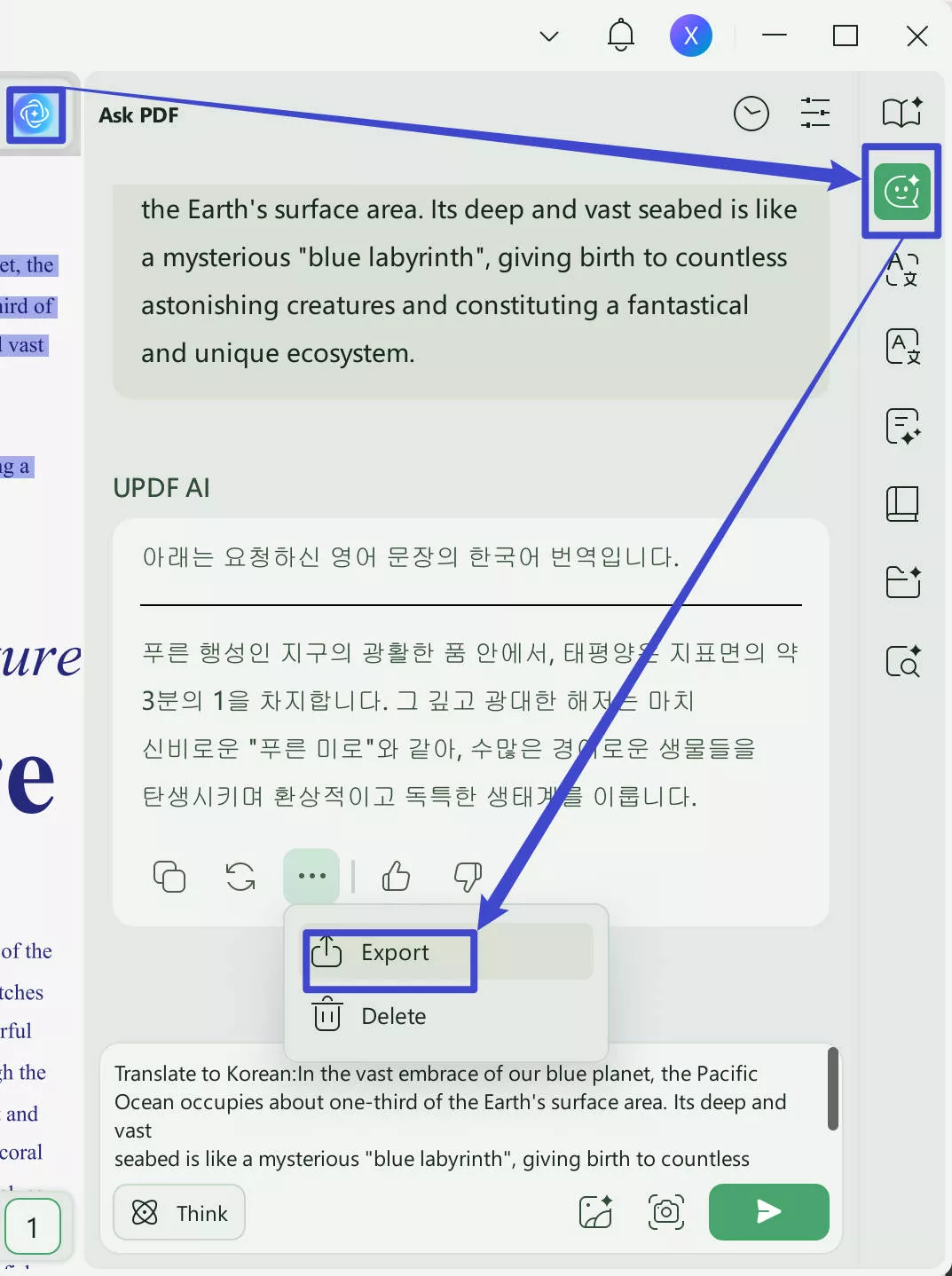 export translation updf ai