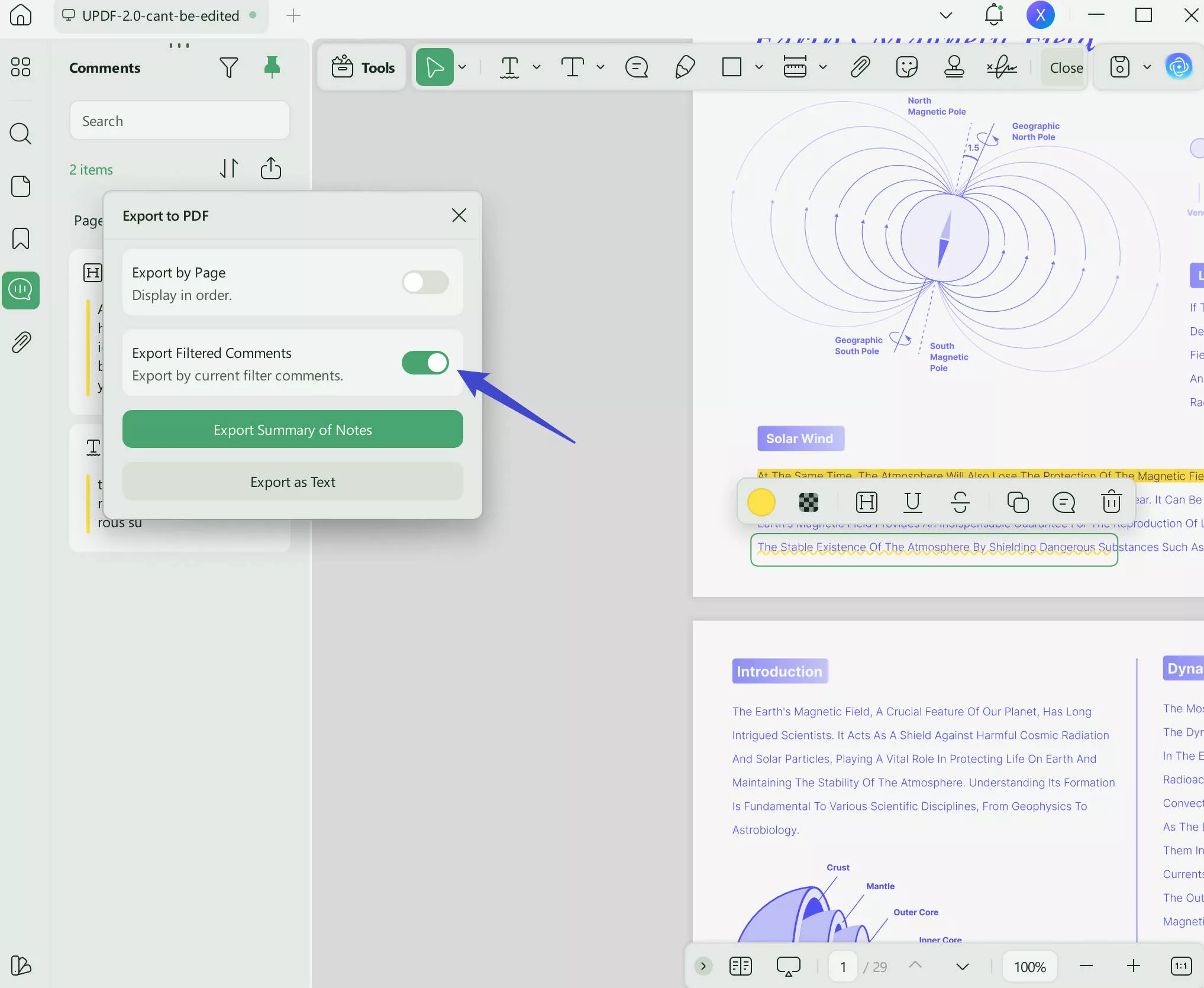 Export Filtered Comments