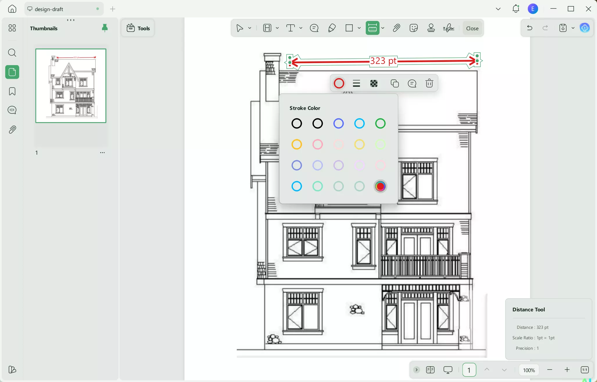how to measure distance in pdf updf change color