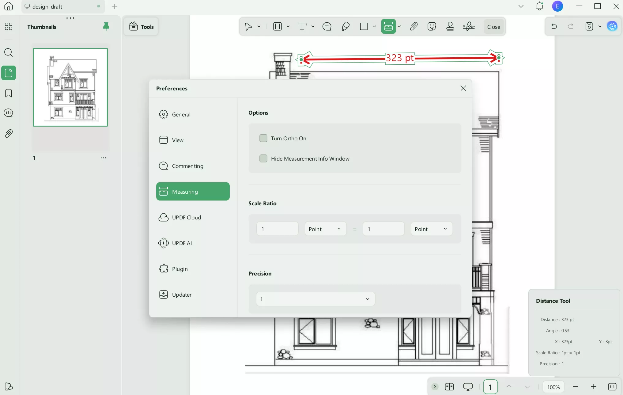 how to measure distance in pdf updf measuring