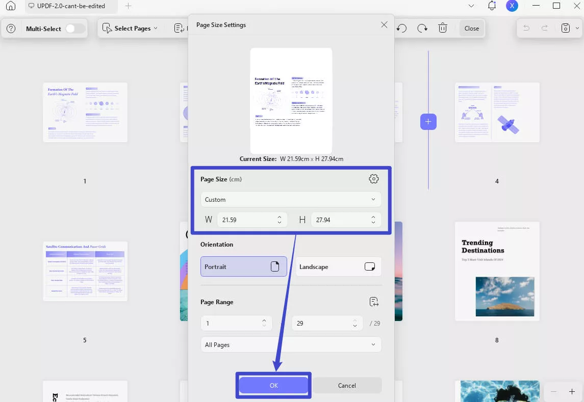 check pdf dimension updf