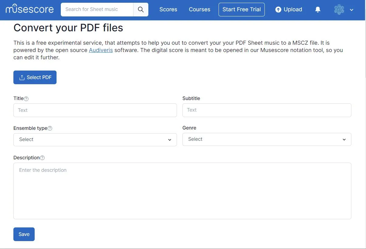 play sheet music from pdf musescore