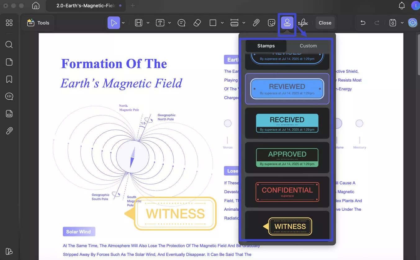 add stamp to pdf mac updf
