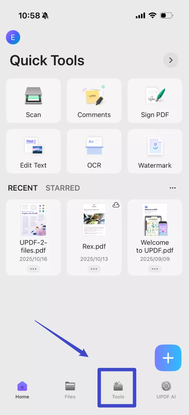elect "Tools" from the landing page
