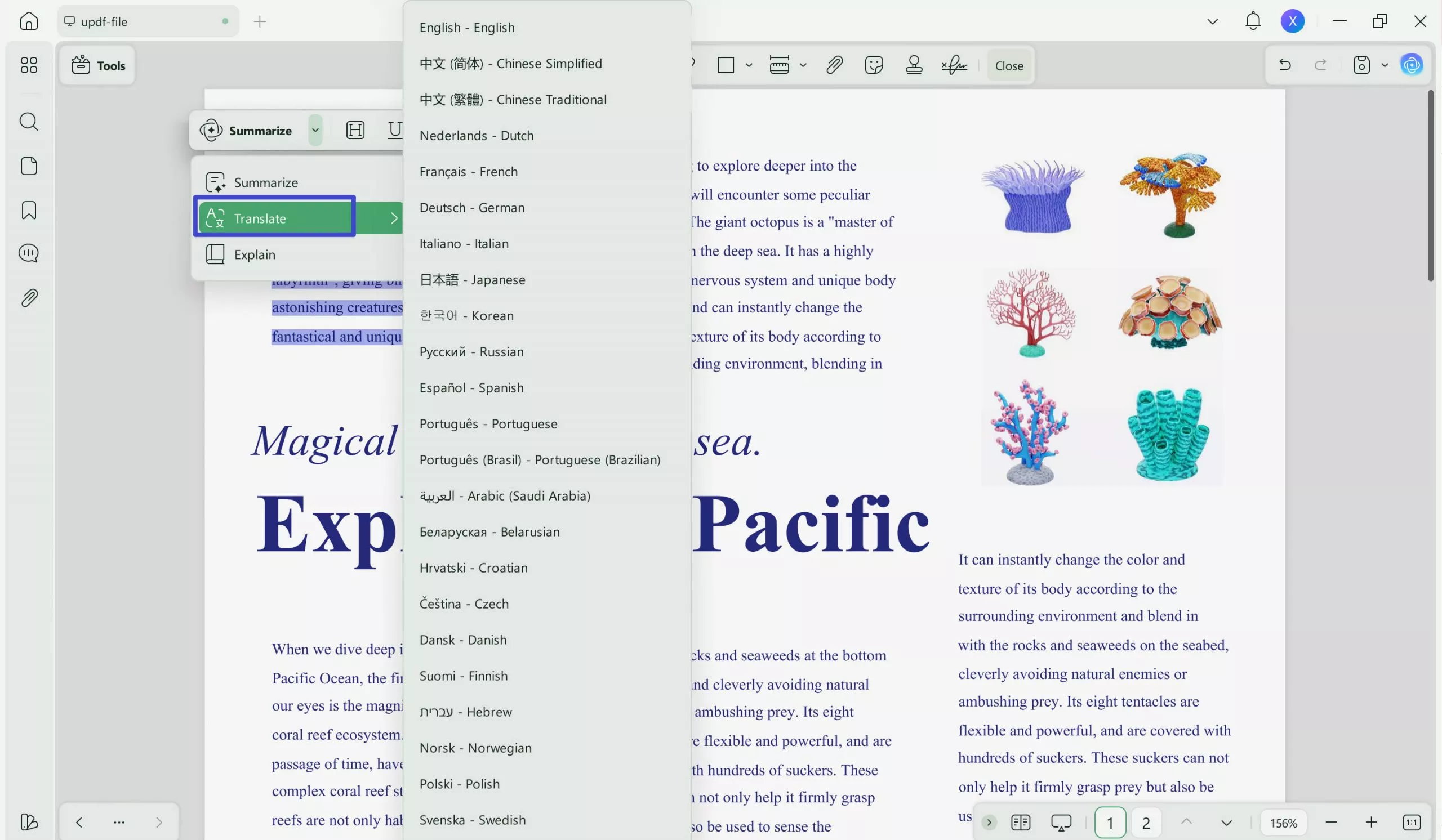 edge translate pdf updf  Select to translate directly