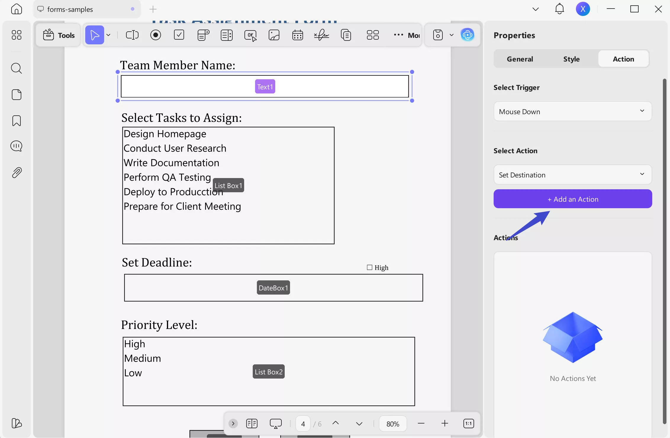 Link to a pge with add button feature with updf on windows