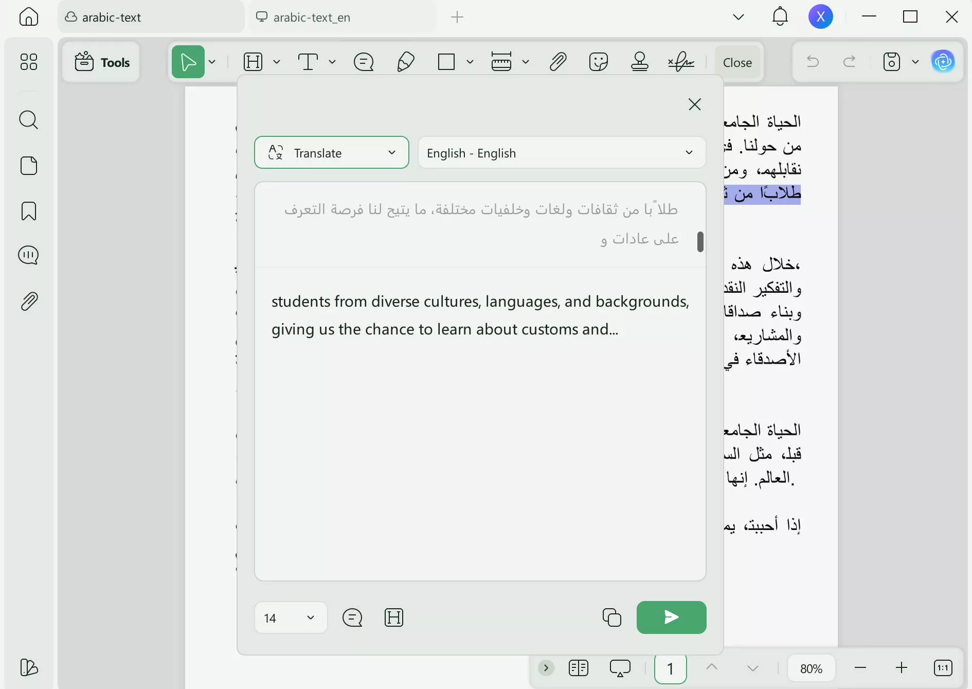 translate pdf arabic to english save translation