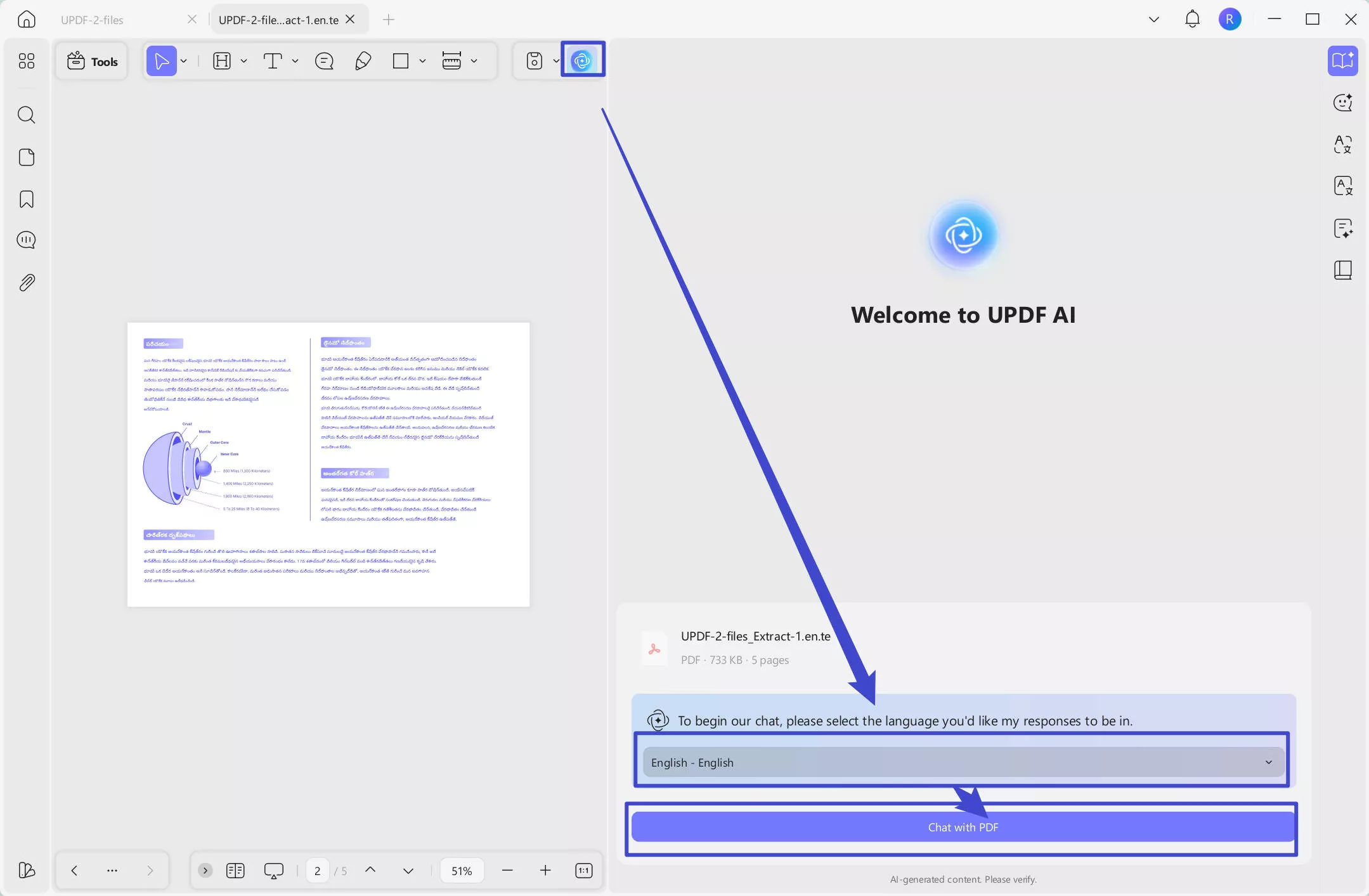 chat with pdf with updf ai windows