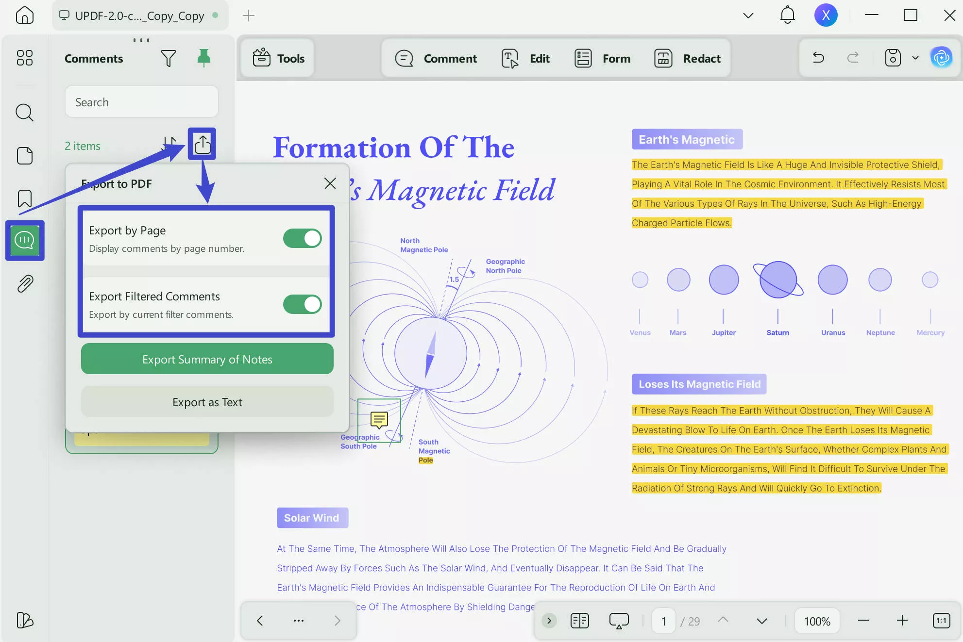 Extract Highlighted Text from PDF updf export