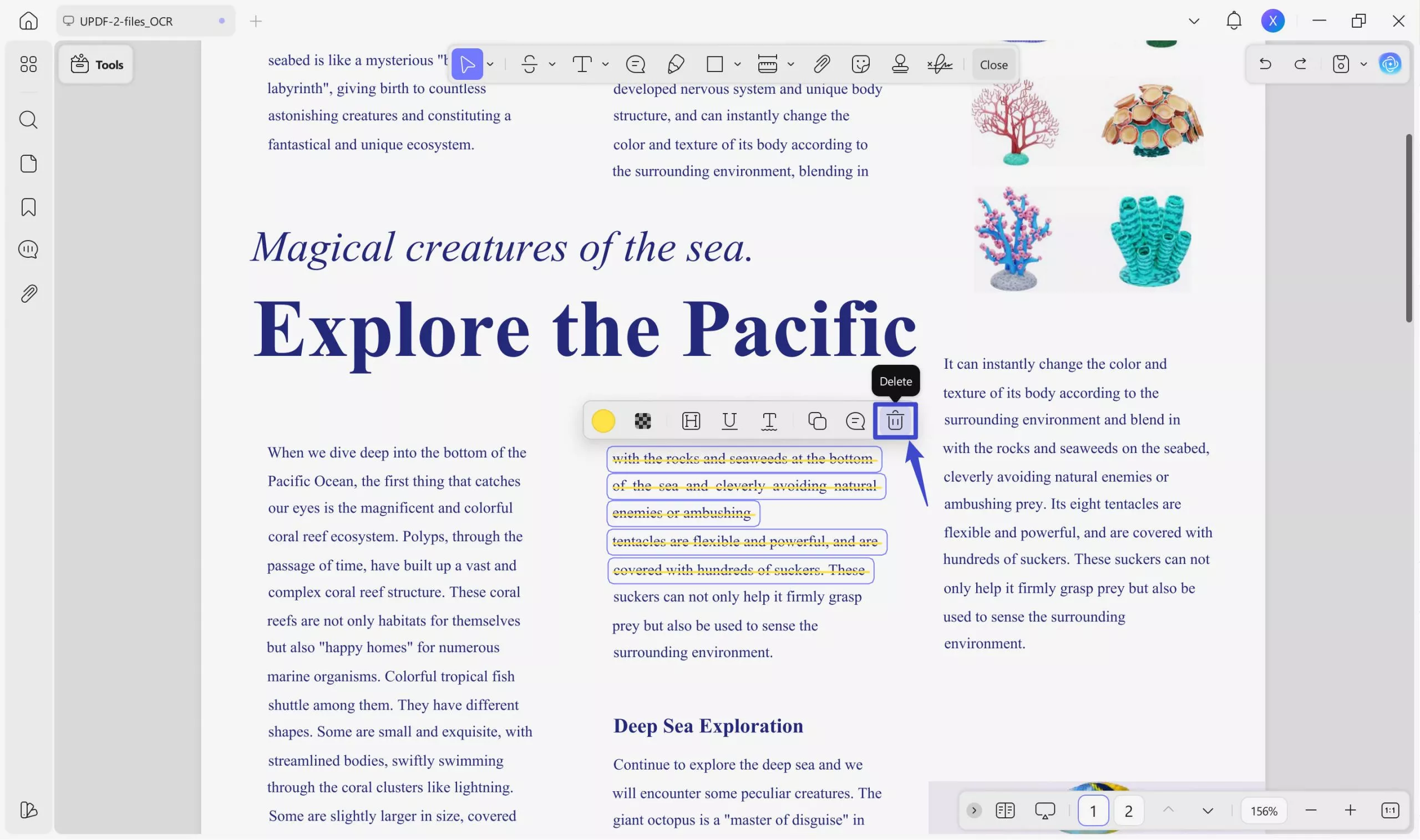 track changes in pdf updf delete