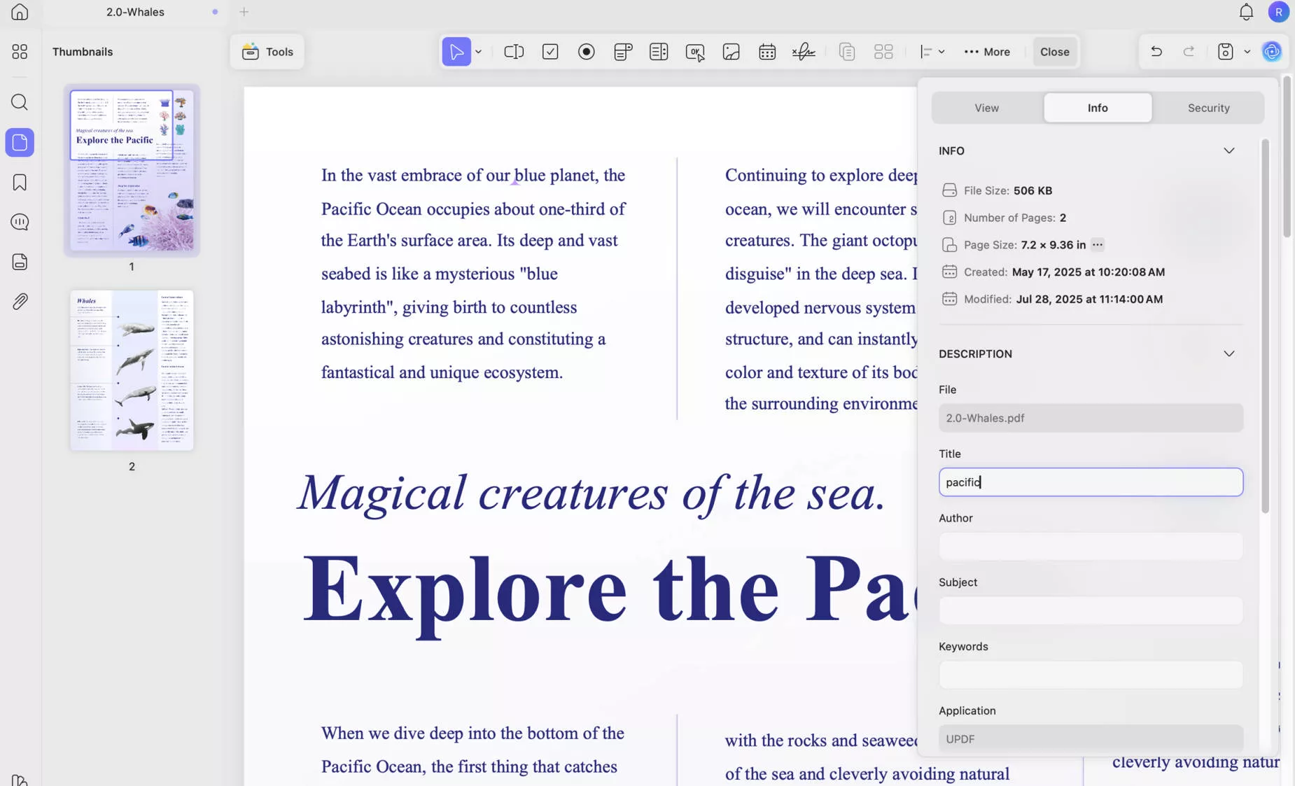 edit pdf metadata mac descriptions
