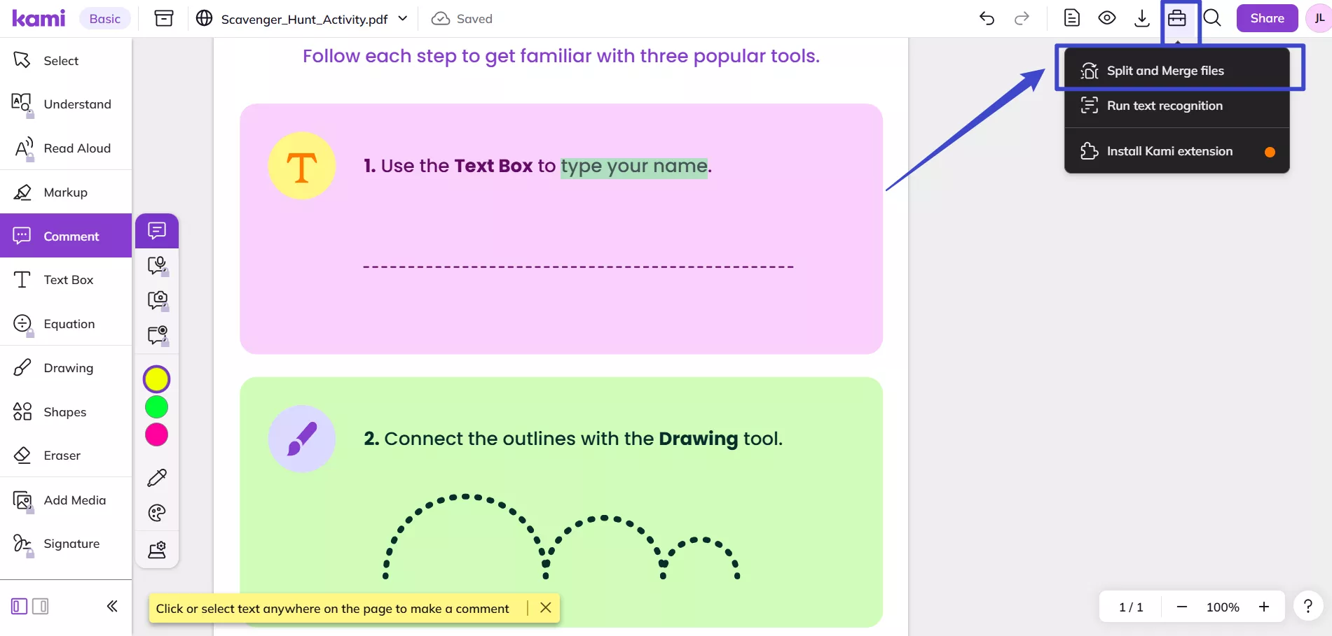 kami split and merge files