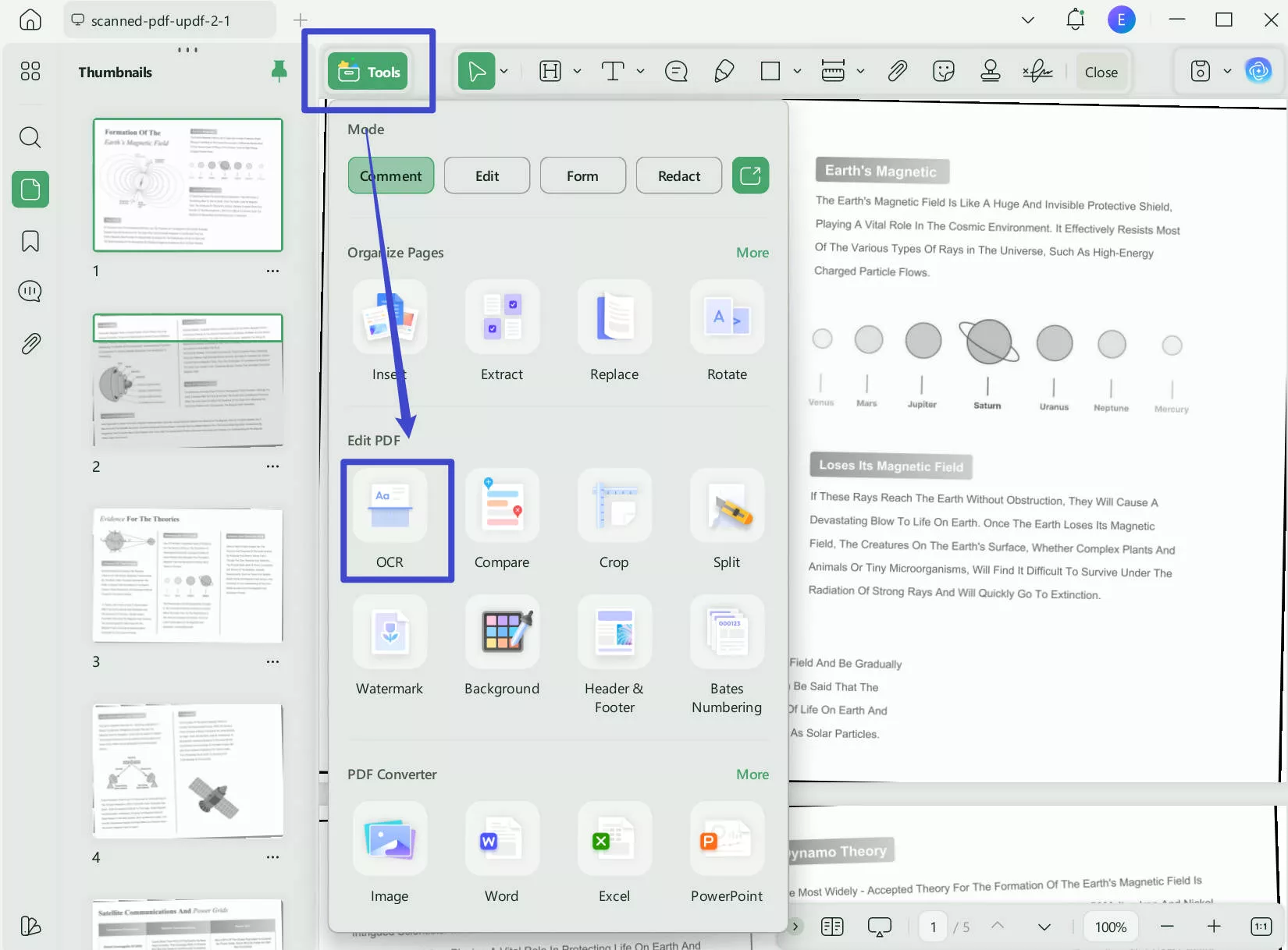 sharpen pdf UPDF Recognize Text Using OCR