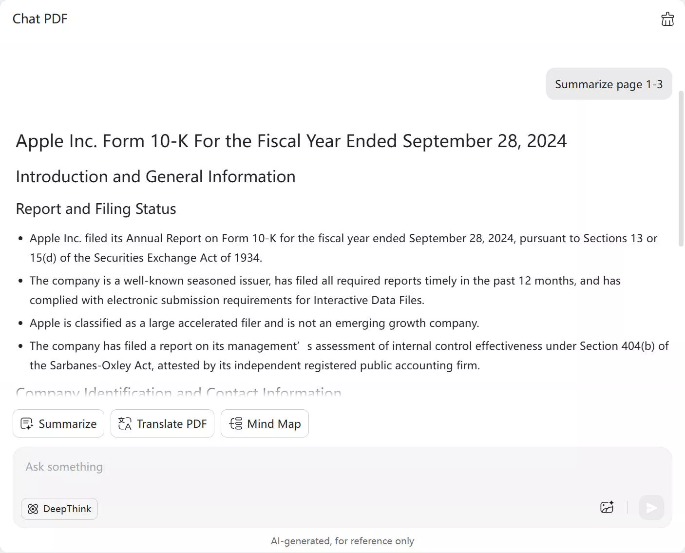 updf ai web summarize by pages