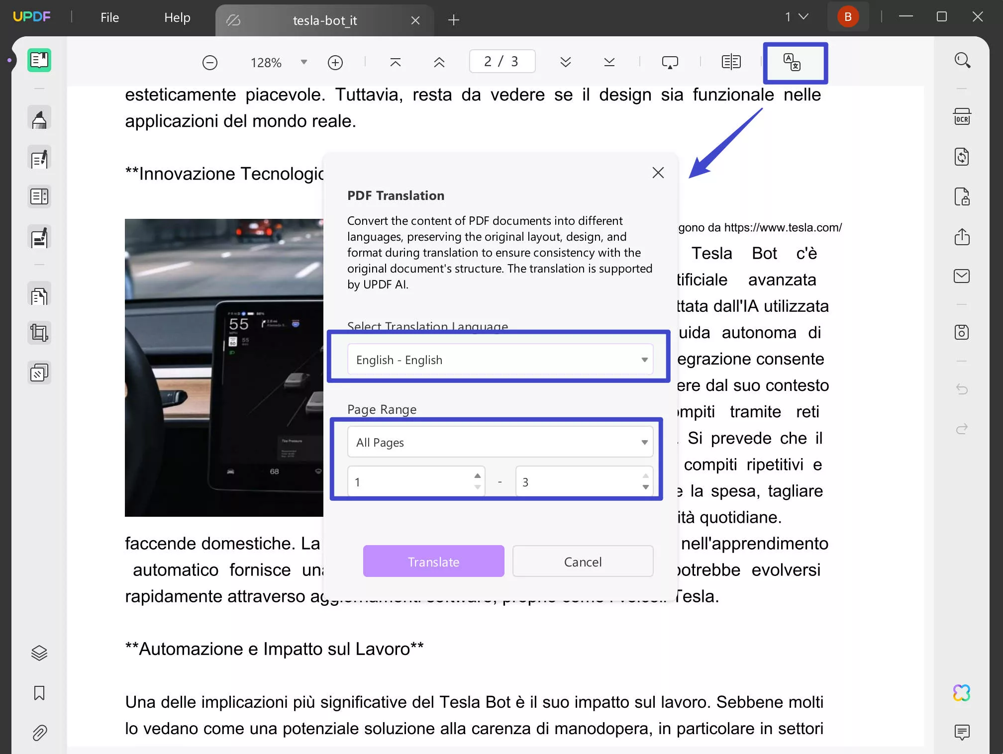 translate Italian PDF to English