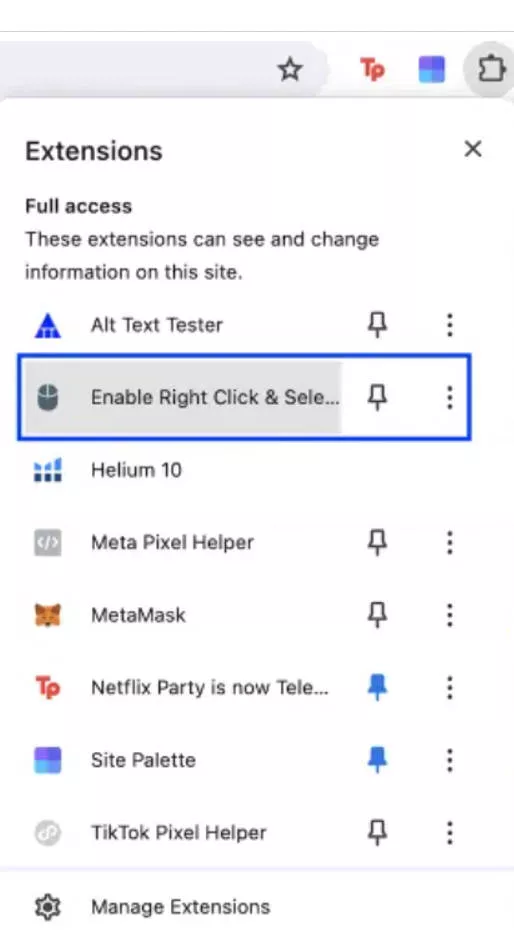 use the Enable Right Click & Select: allow copy chrome extension