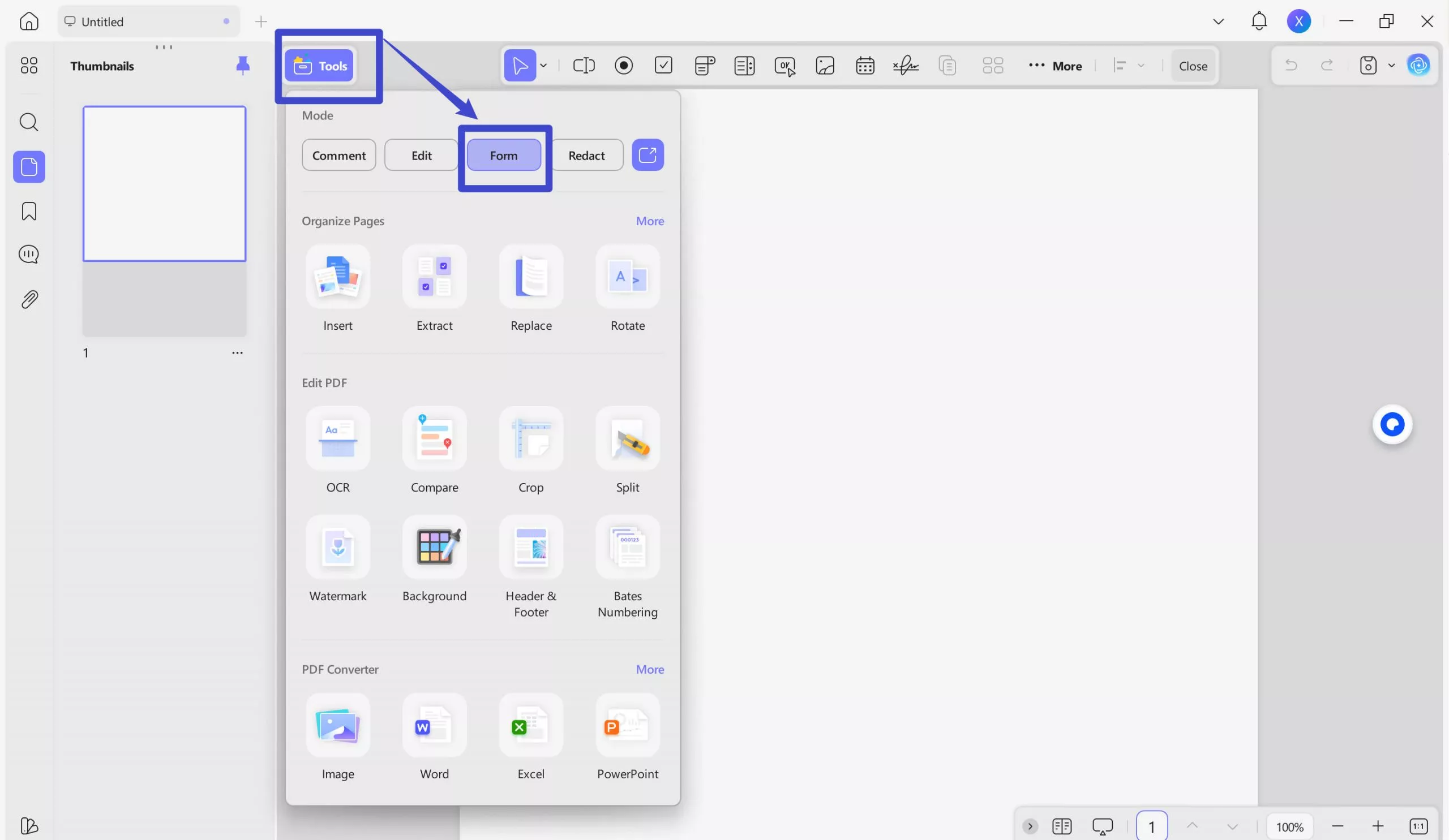 Now click on "Prepare Form" from the options on the left.