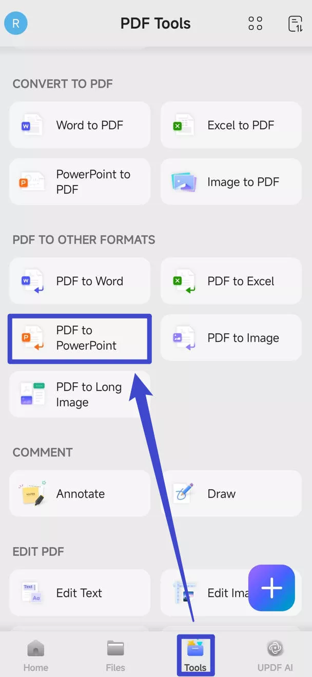select PDF to PPT with UPDF for Android