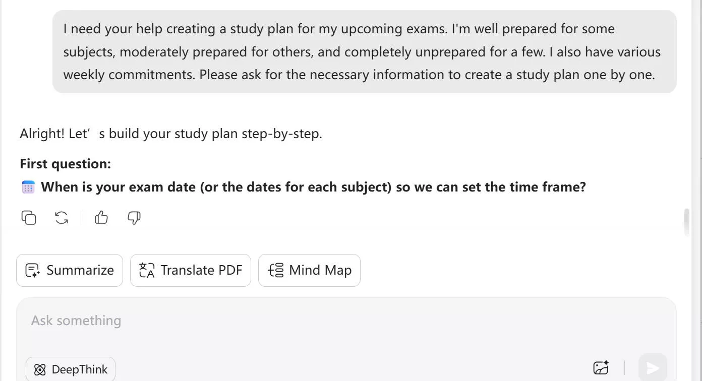 Ask UPDF's AI for a study plan