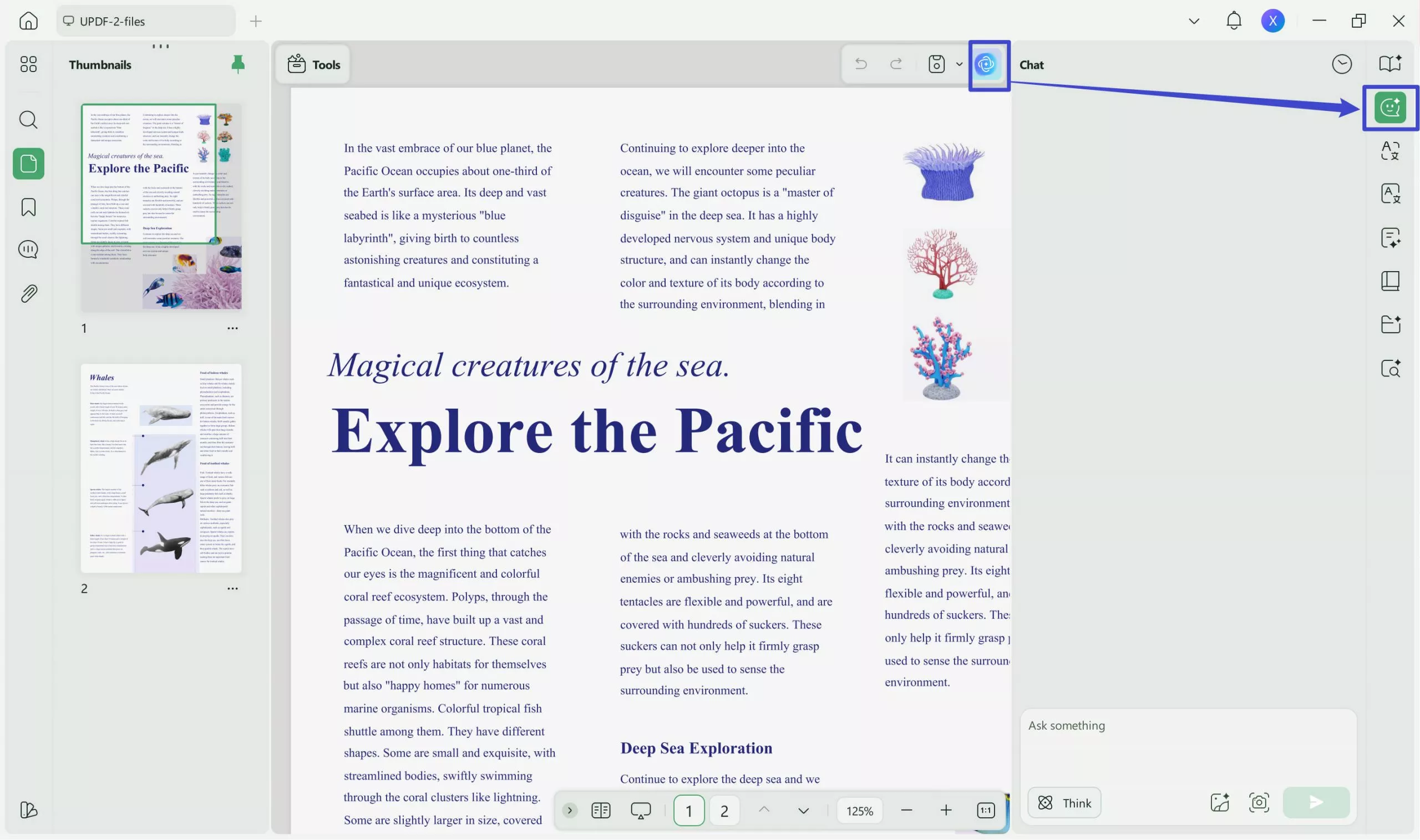 click the chat button in UPDF AI Graders for Essays