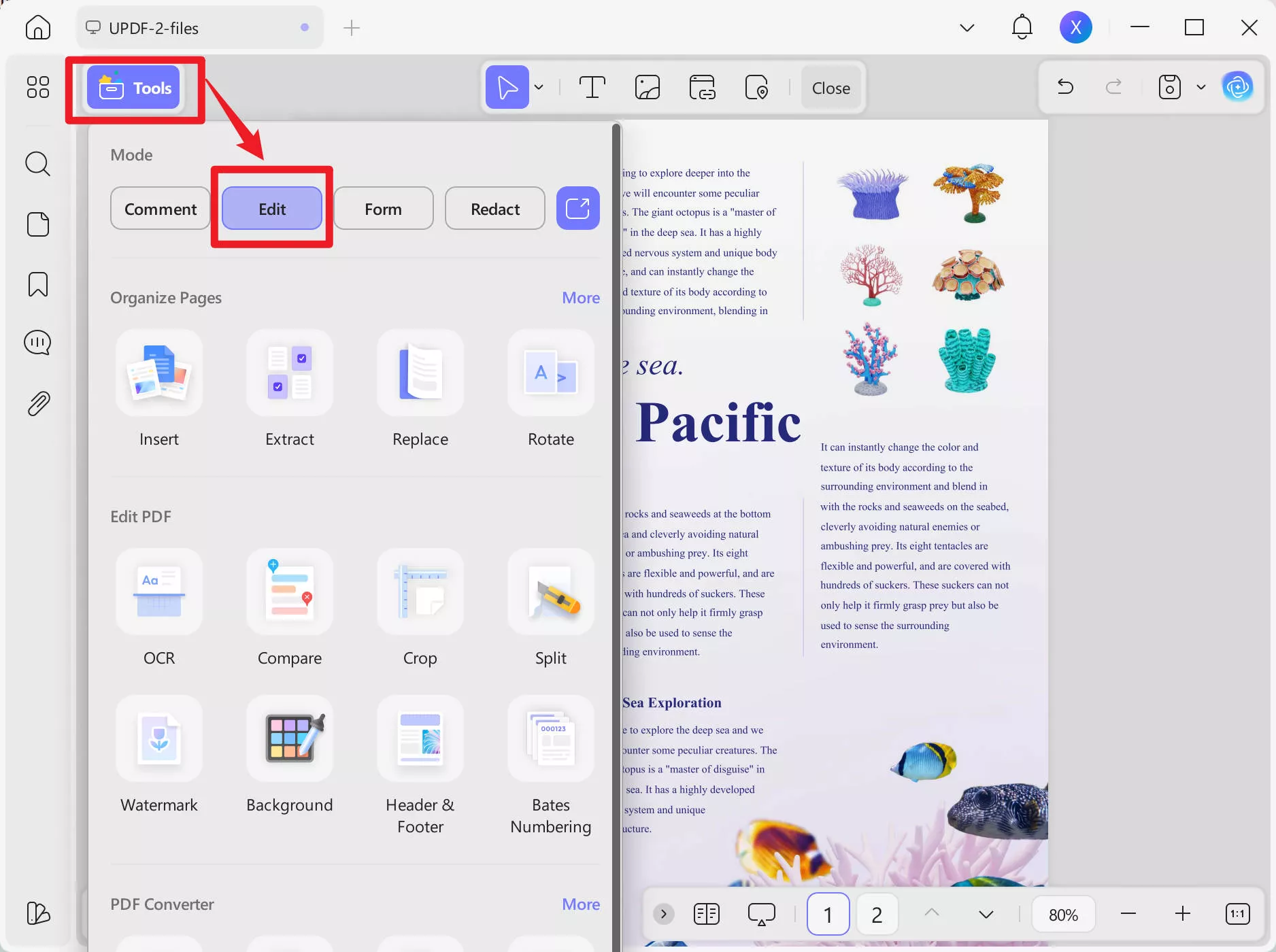 click on the edit PDF on UPDF to remove the crop marks from PDF with UPDF