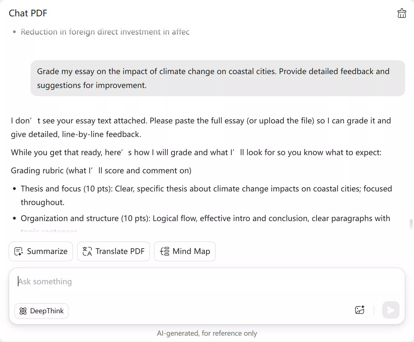 get feedback on the essay with UPDF's AI Assistant Online