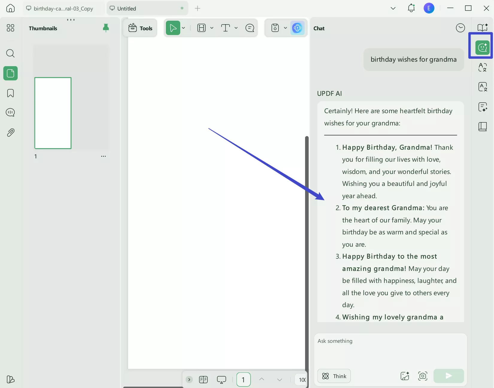 use updf ai for generating wishes