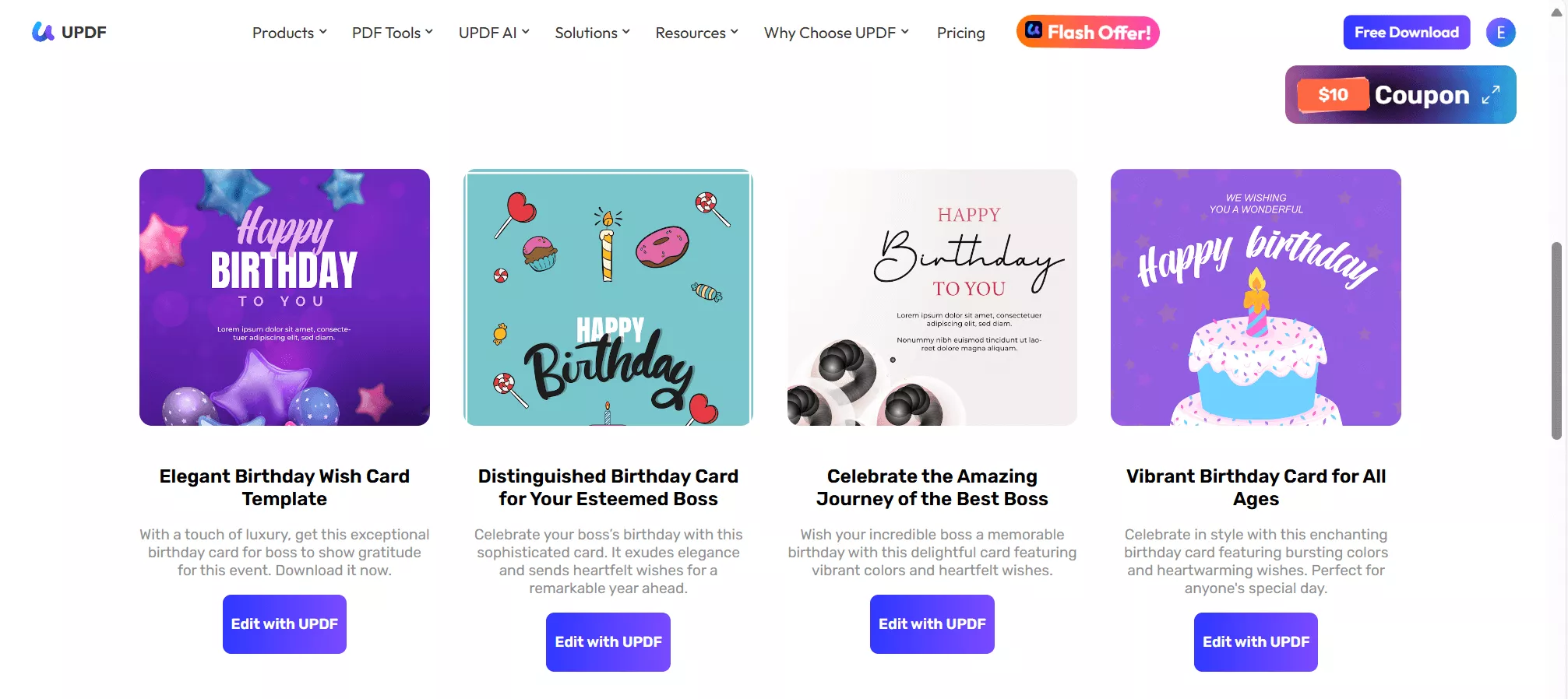 start editing a template from updf