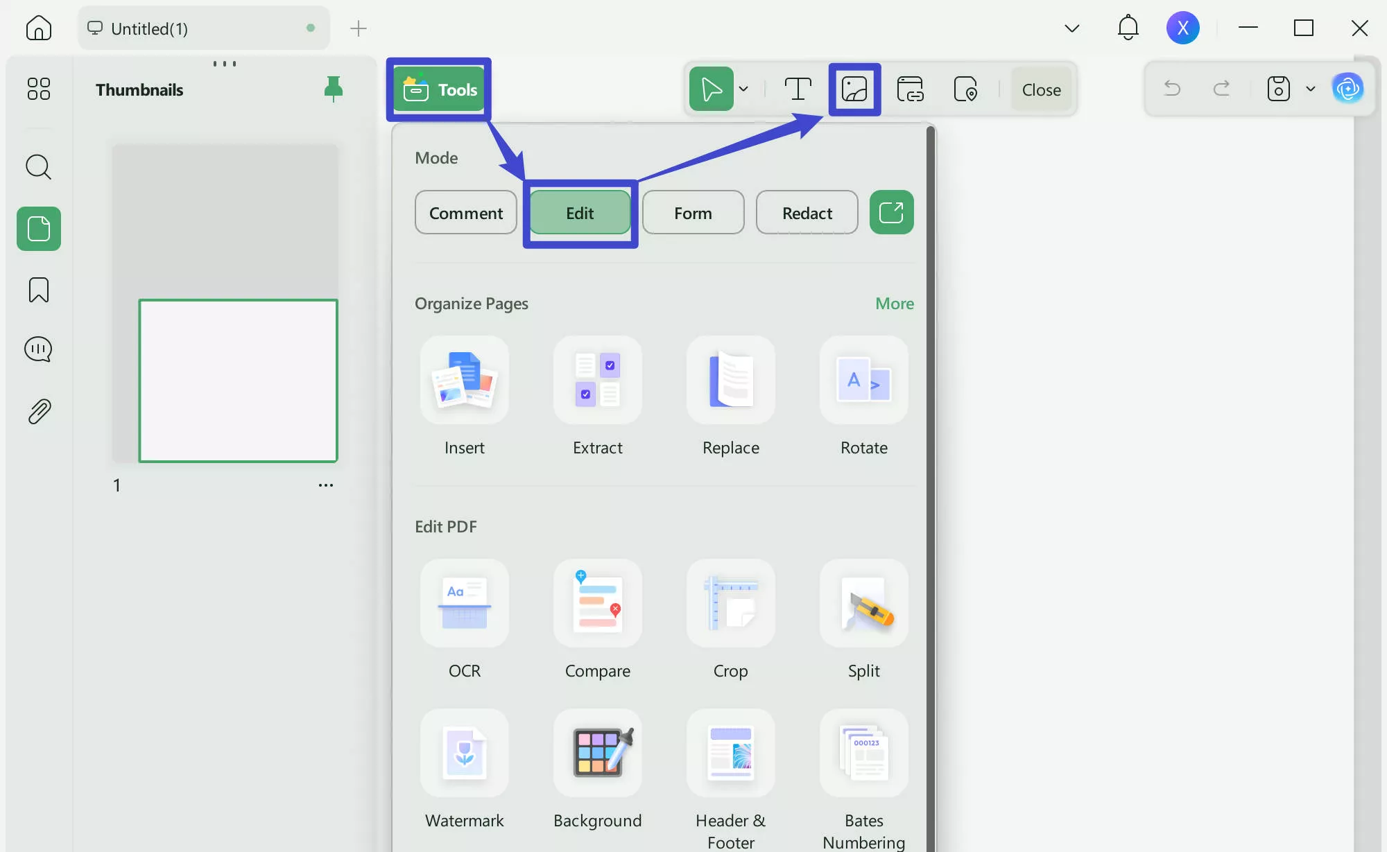  add image to your pdf using the image option with UPDF
