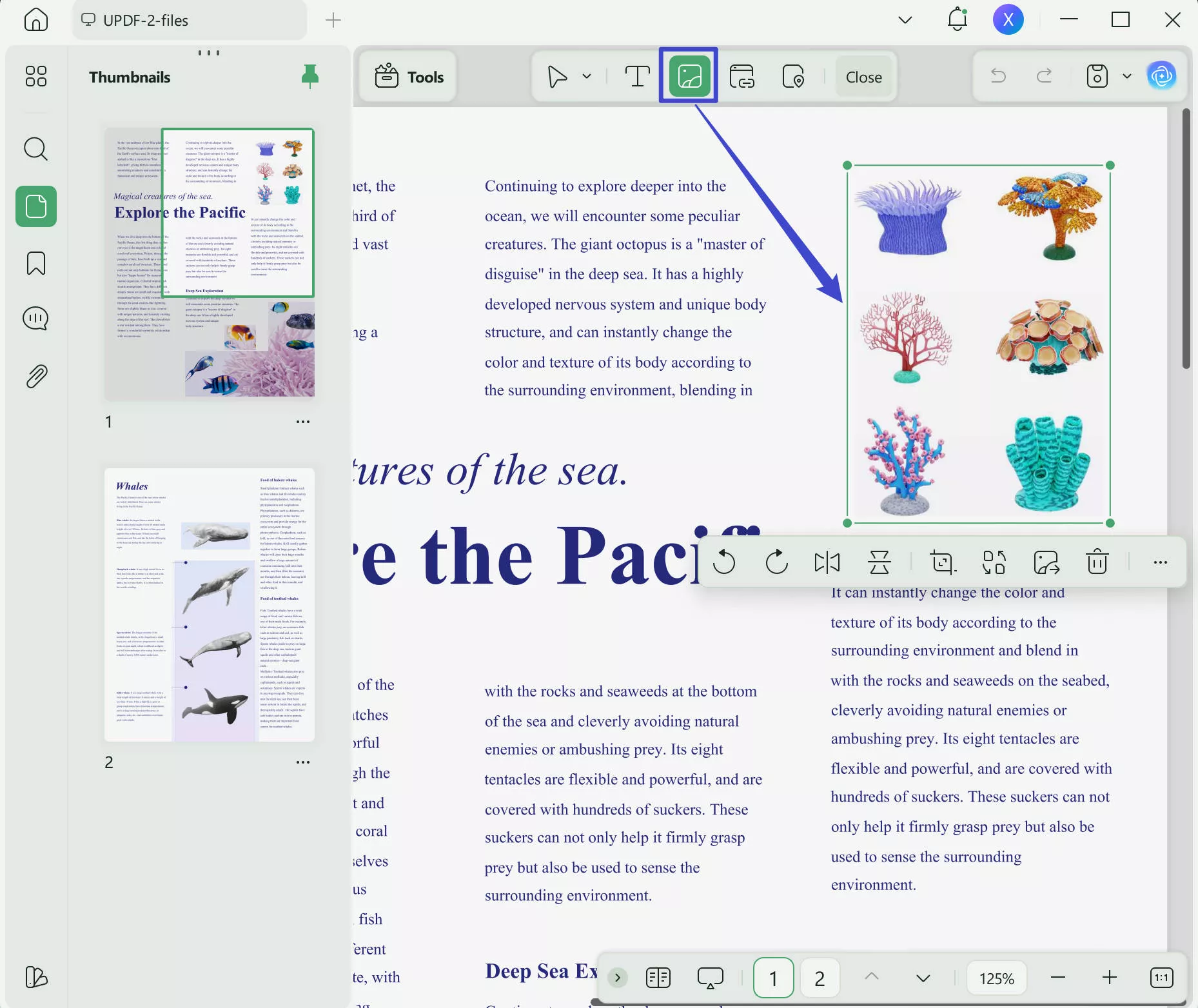 crop marks indesign select Edit PDF and click the image with UPDF