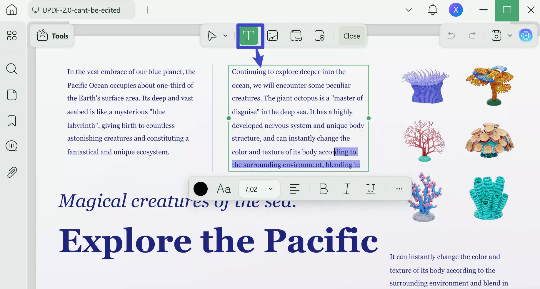 select Text to add new text with UPDF