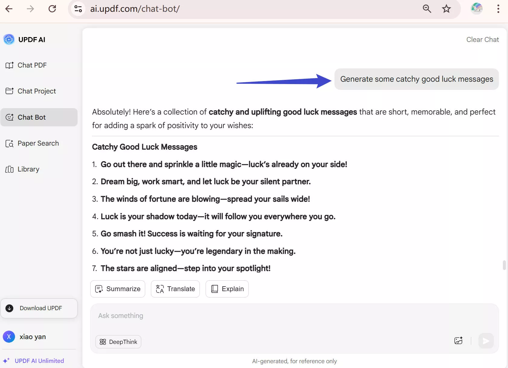 wish good luck message good luck messages using updf ai web