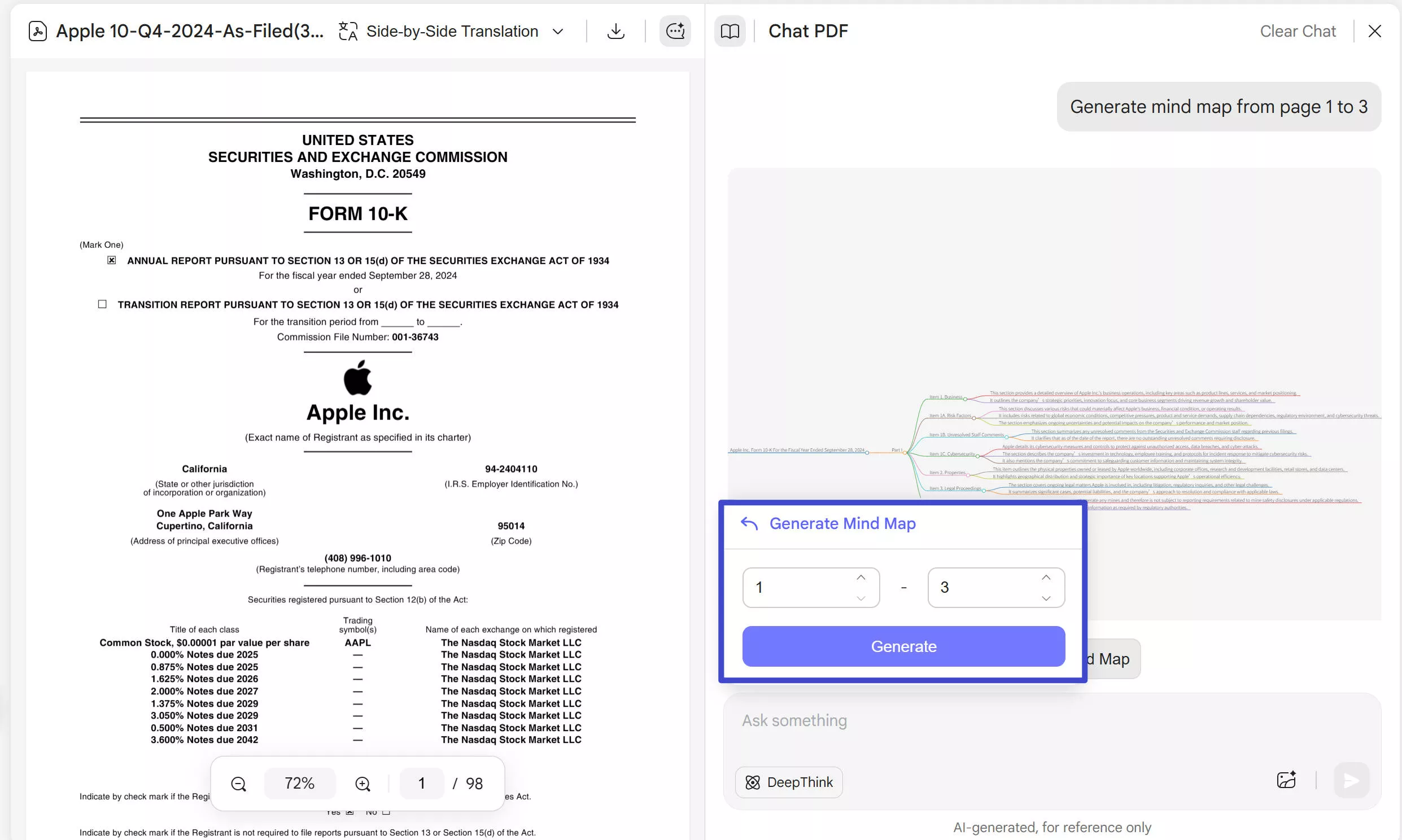 generate mindmap updf ai online