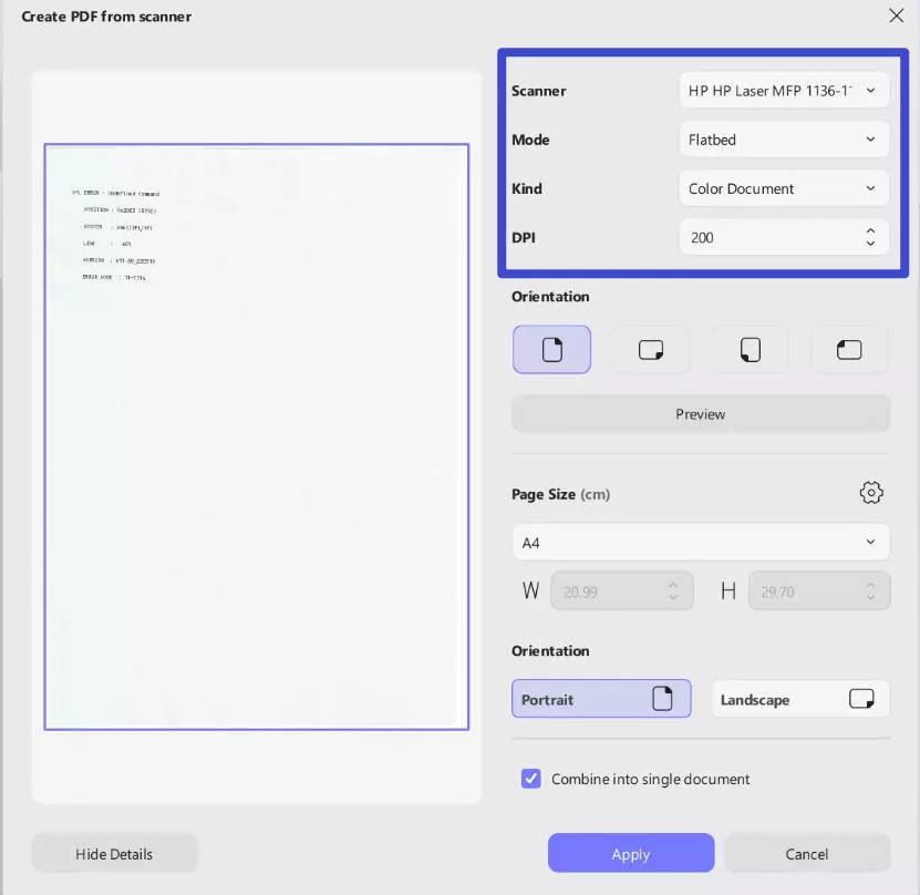 windows fax and scan pdf scan settings