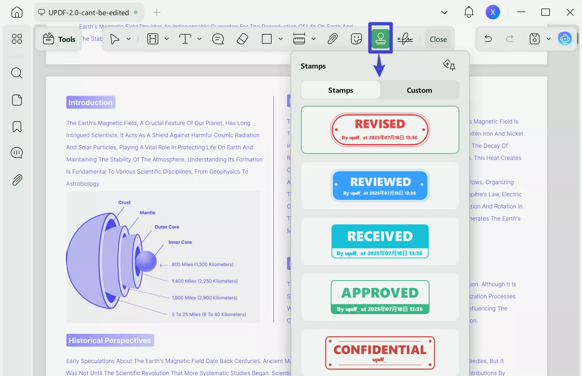obsidian pdf annotation updf add stamp