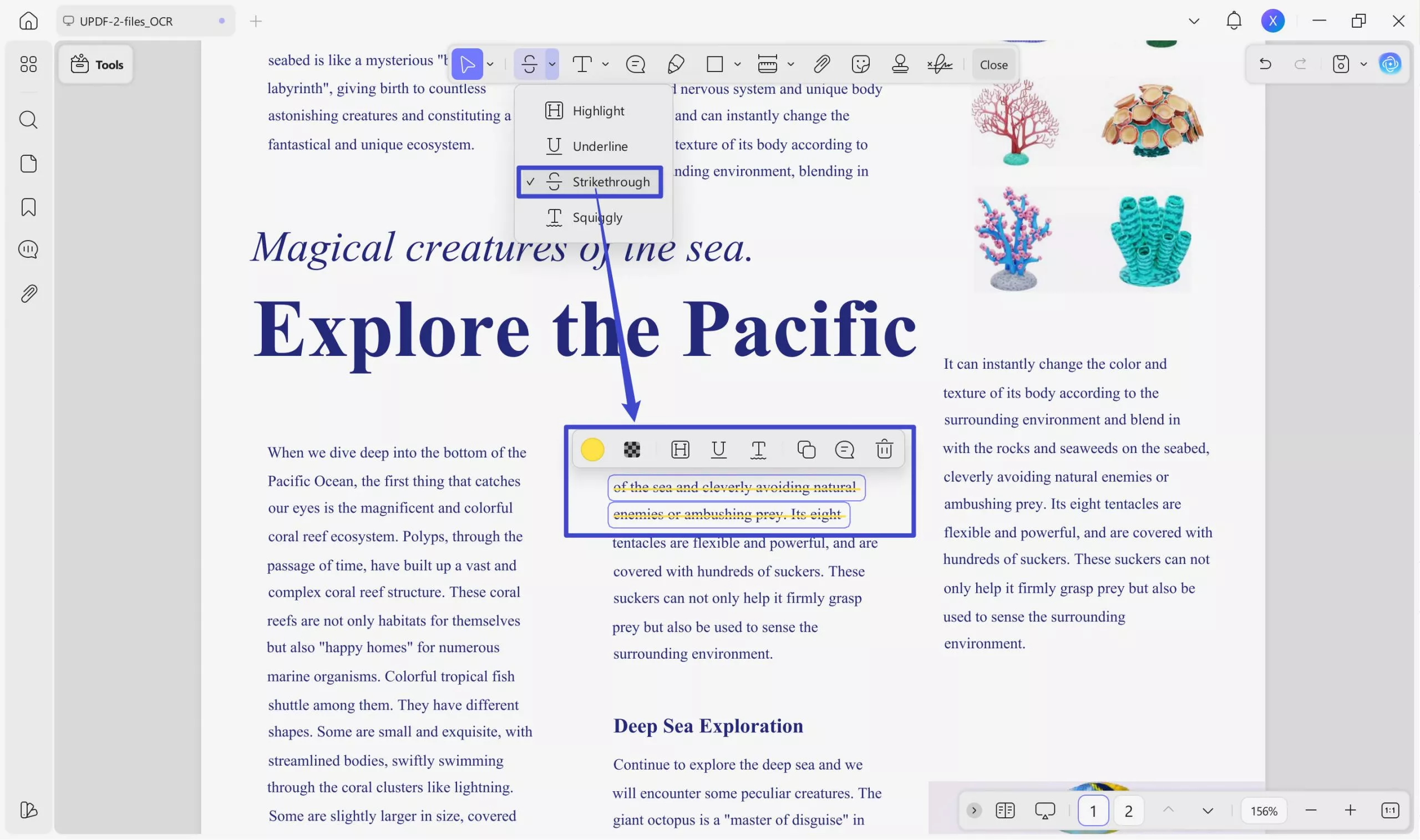 strikethrough adobe acrobat strikethrough the text in PDF with UPDF