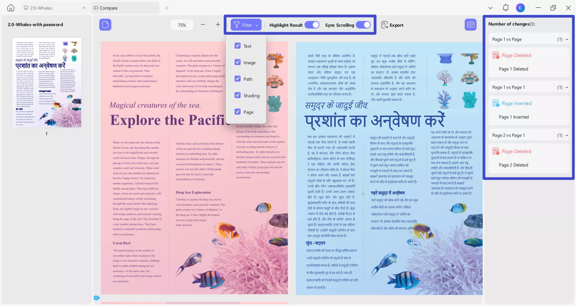 track the number of changes updf windows 2