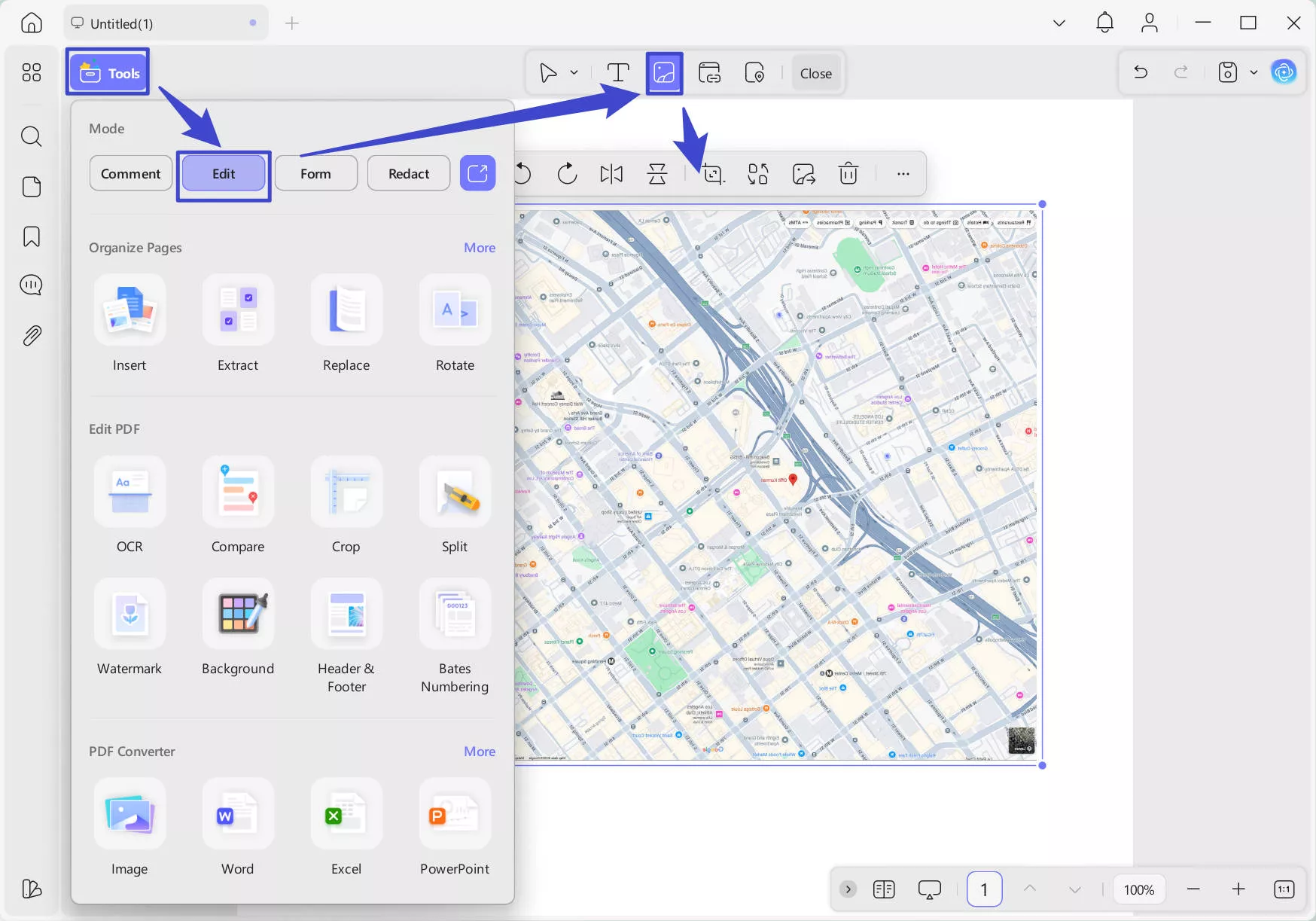 Insert a Map Image into a PDF File on UPDF via adding image