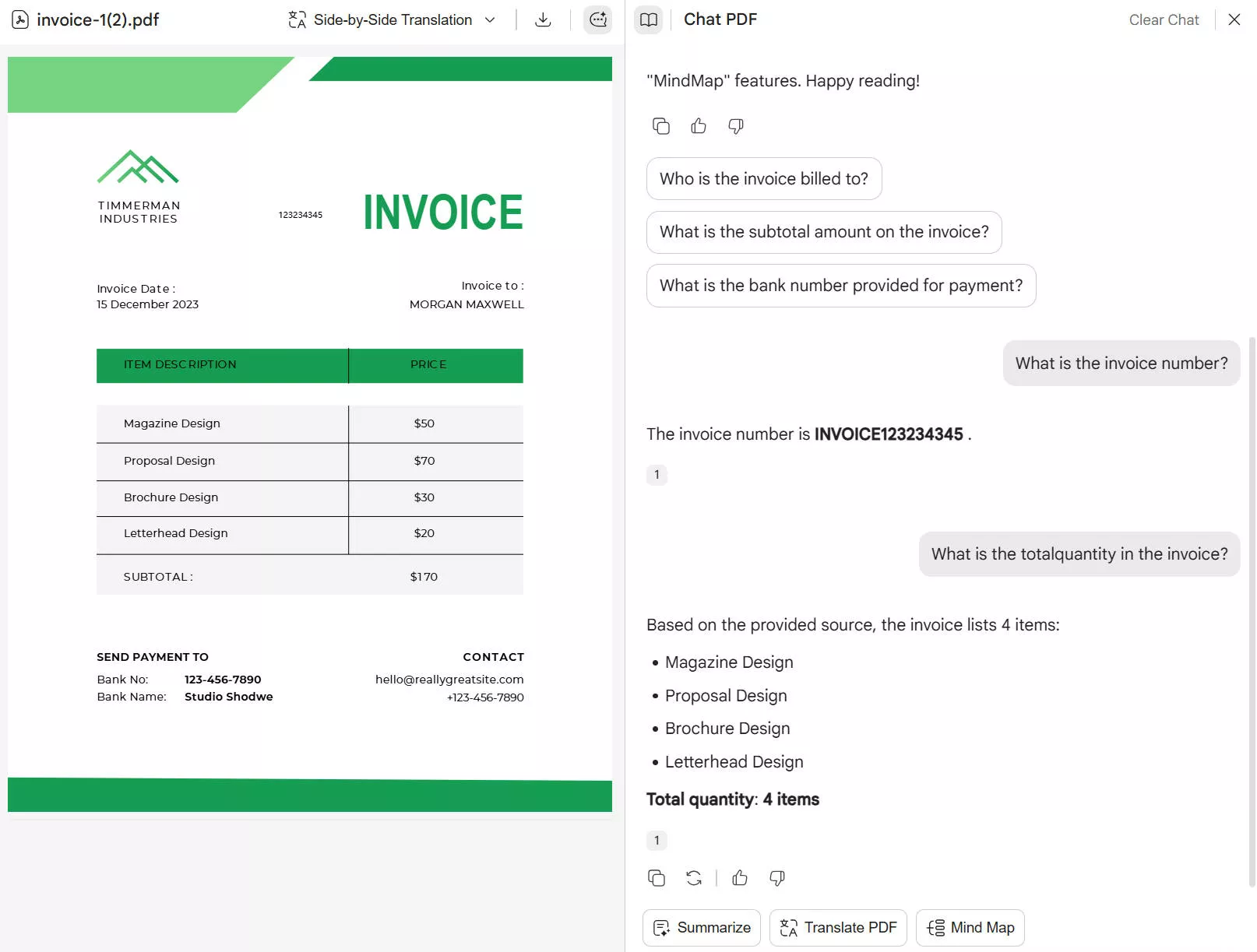check quantity of invoice by prompt